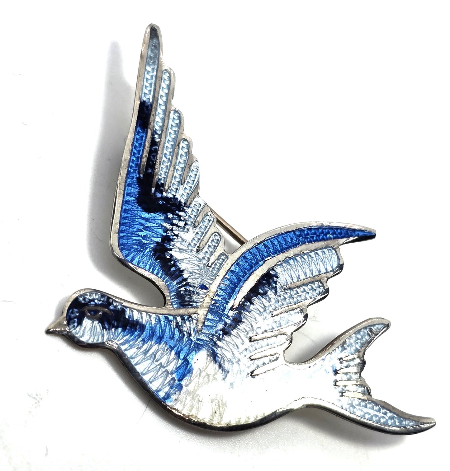 Jeronimo Fuentes Vintage Sterling Silver Enamel Brooch JF Mexico Taxco bird eagle mark