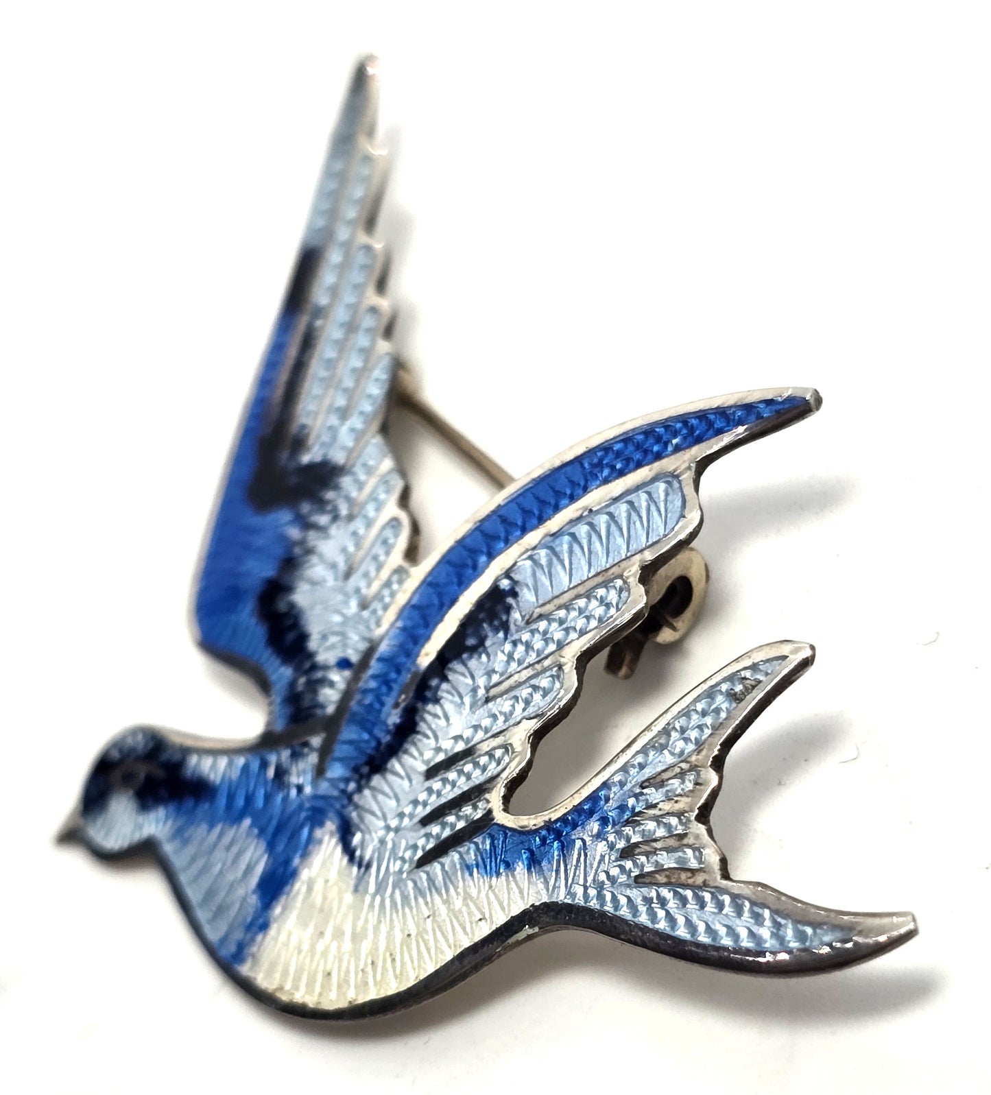 Jeronimo Fuentes Vintage Sterling Silver Enamel Brooch JF Mexico Taxco bird eagle mark