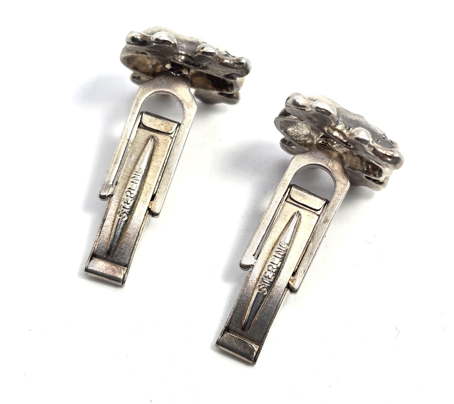 Skull and Crossbones Jolly Roger vintage pirate sterling silver cufflinks