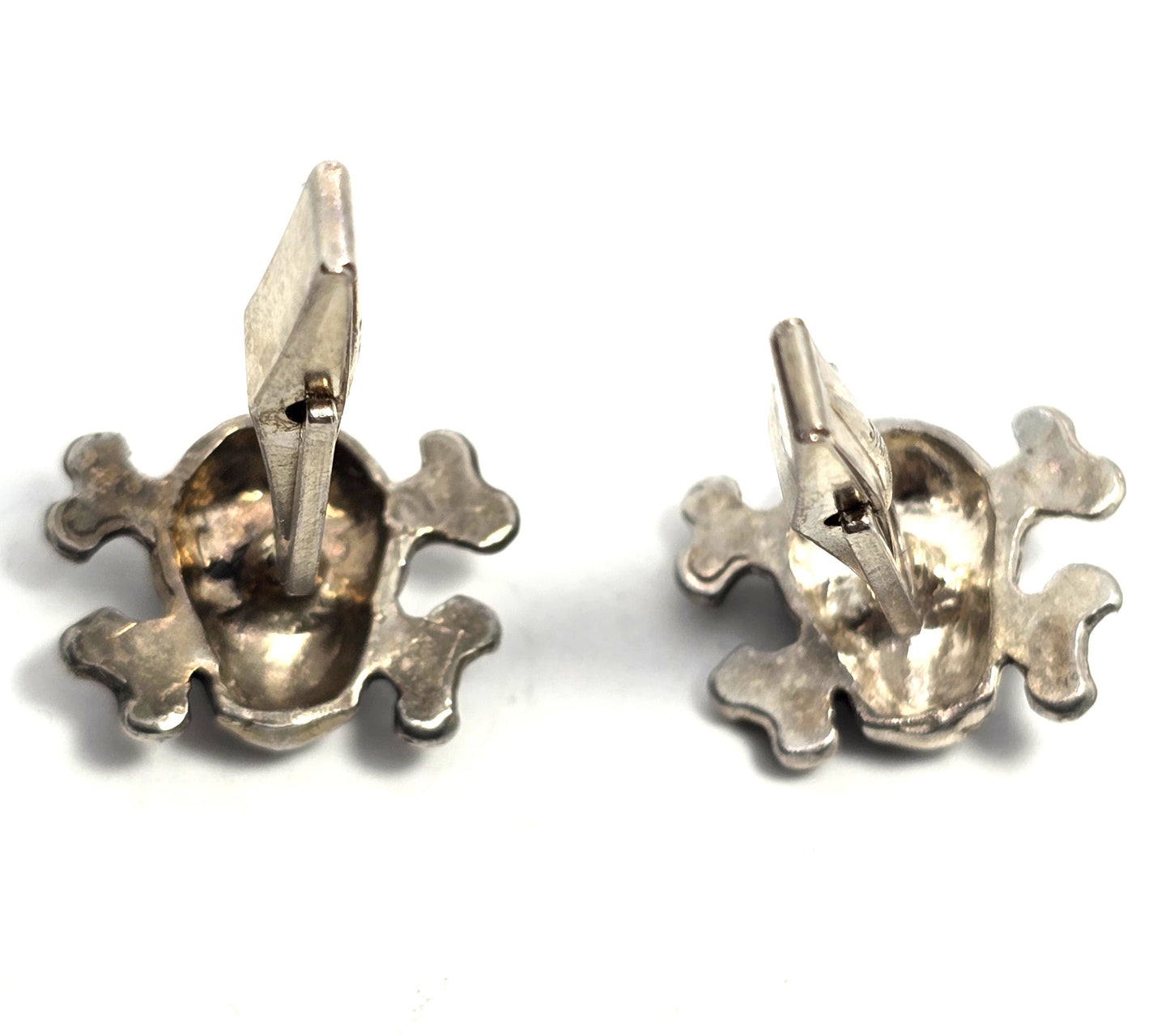 Skull and Crossbones Jolly Roger vintage pirate sterling silver cufflinks