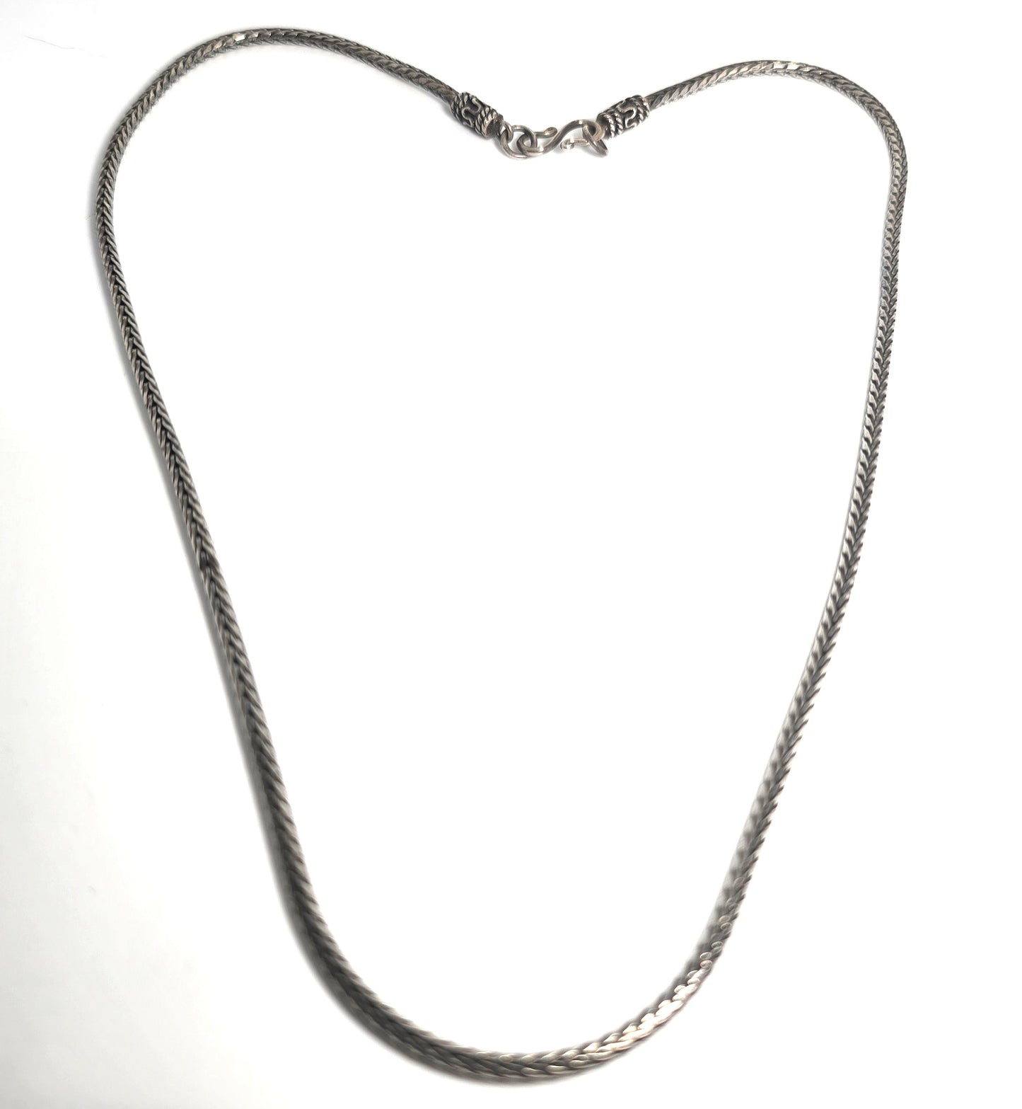 Tribal Bali foxtail chain 18.5 inch embellished sterling silver necklace