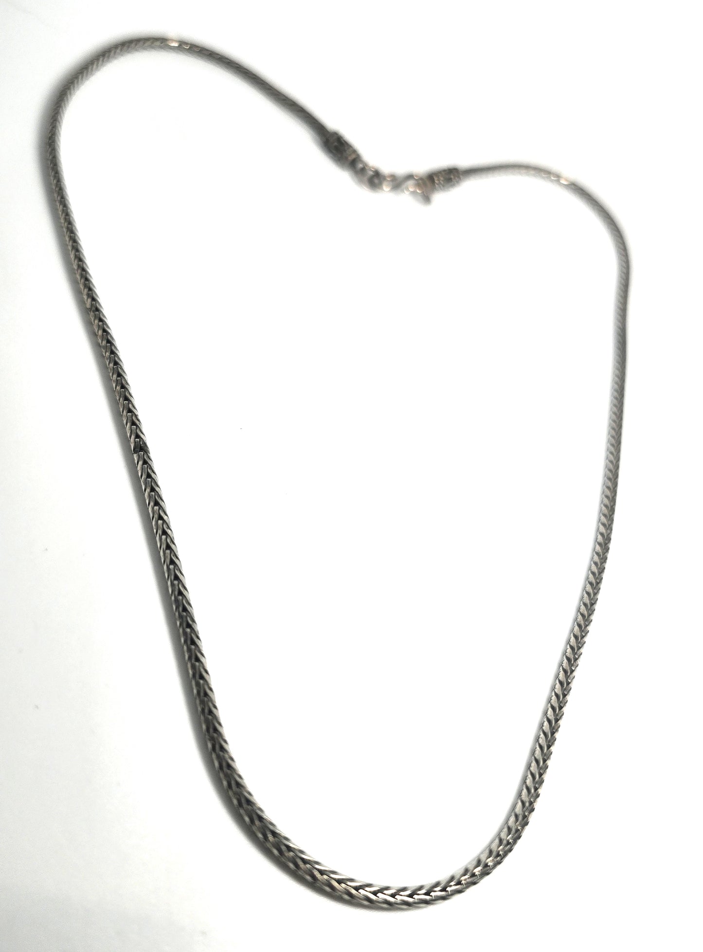 Tribal Bali foxtail chain 18.5 inch embellished sterling silver necklace