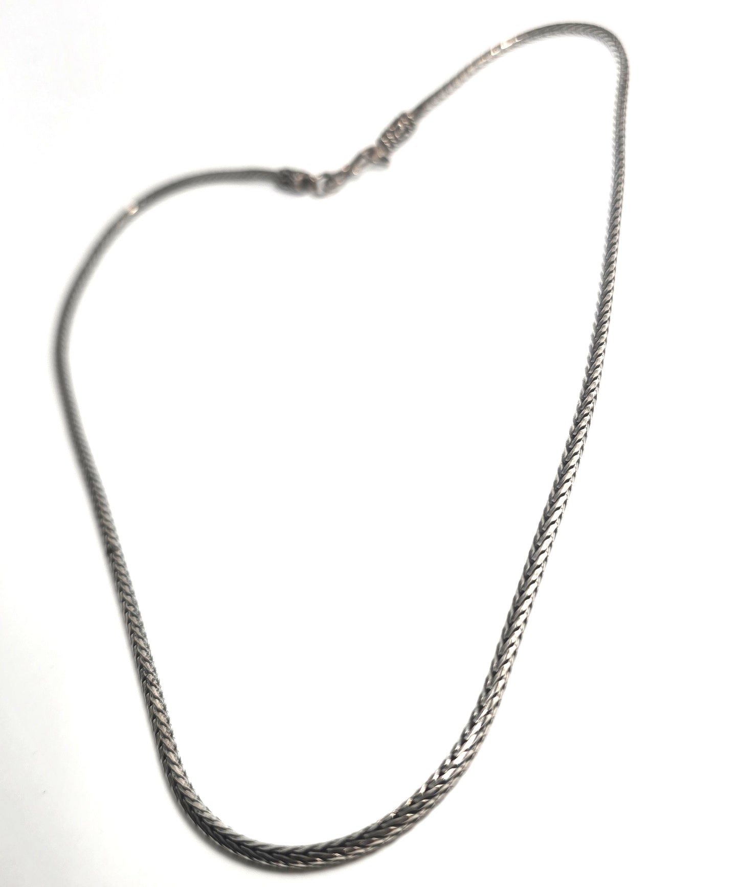 Tribal Bali foxtail chain 18.5 inch embellished sterling silver necklace