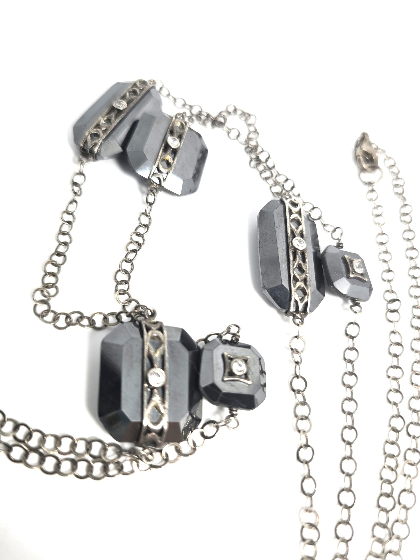 Silpada Sterling Silver Hematite station CZ Vision 40” Necklace N2924 Retired