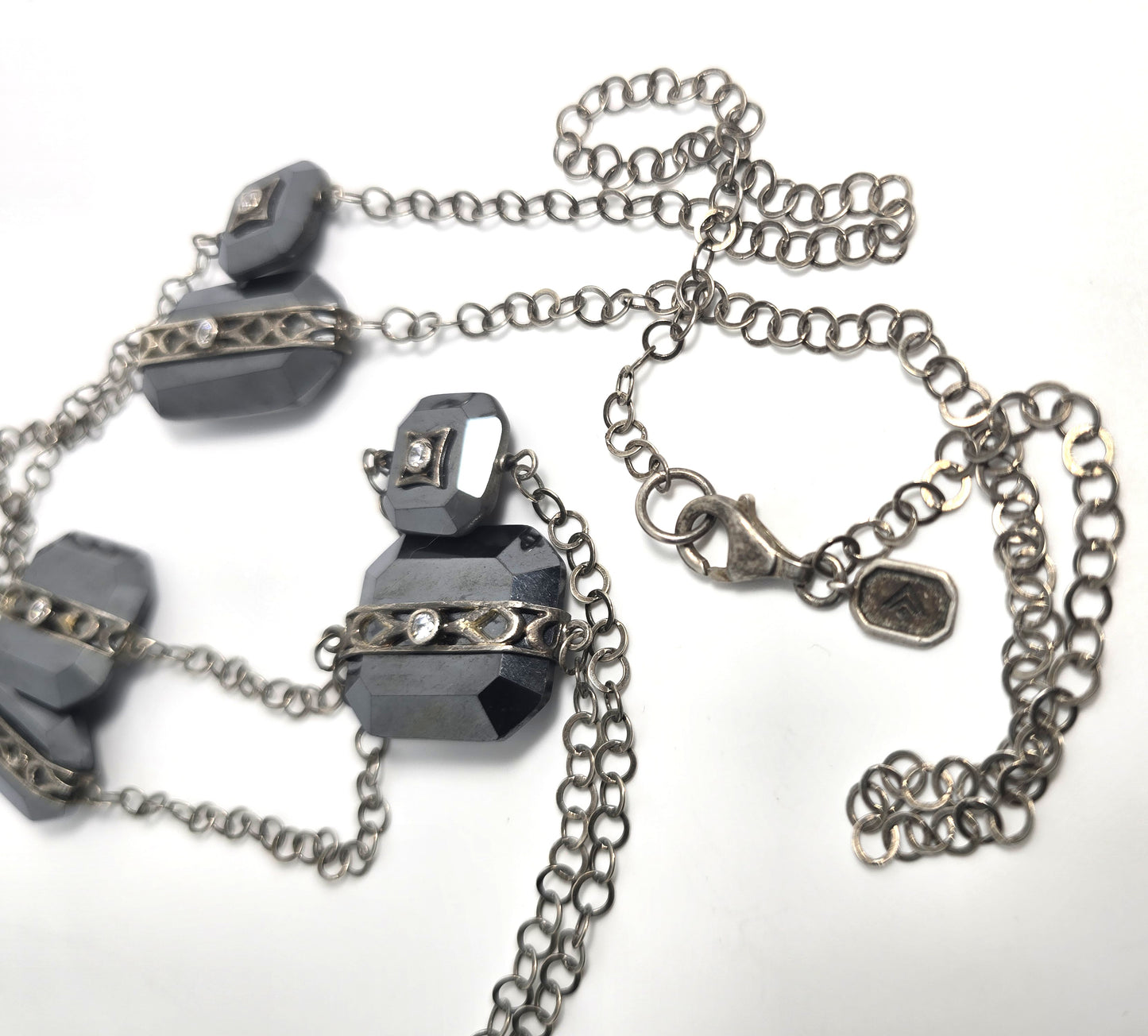 Silpada Sterling Silver Hematite station CZ Vision 40” Necklace N2924 Retired