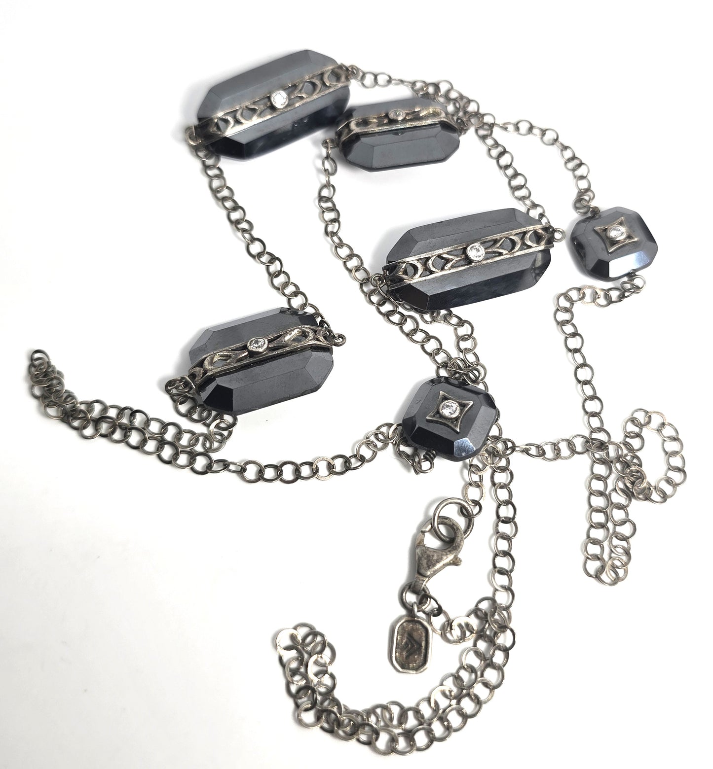 Silpada Sterling Silver Hematite station CZ Vision 40” Necklace N2924 Retired