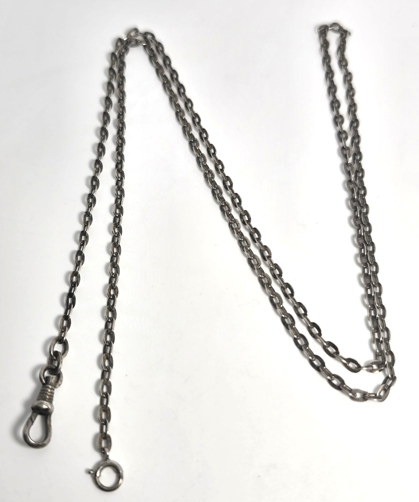 Victorian antique 800 sterling silver custom watch fob chain 28.5 inches
