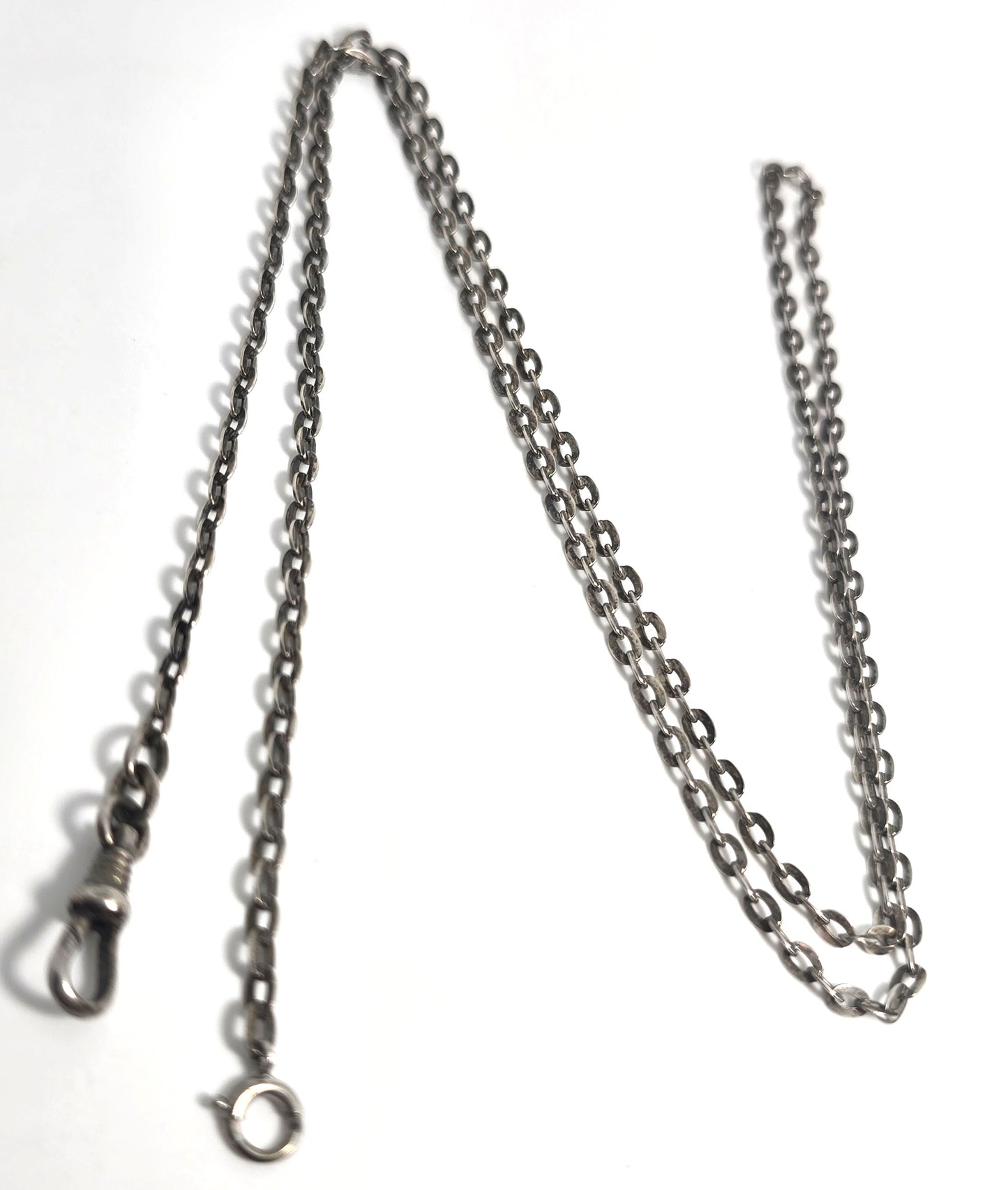 Victorian antique 800 sterling silver custom watch fob chain 28.5 inches