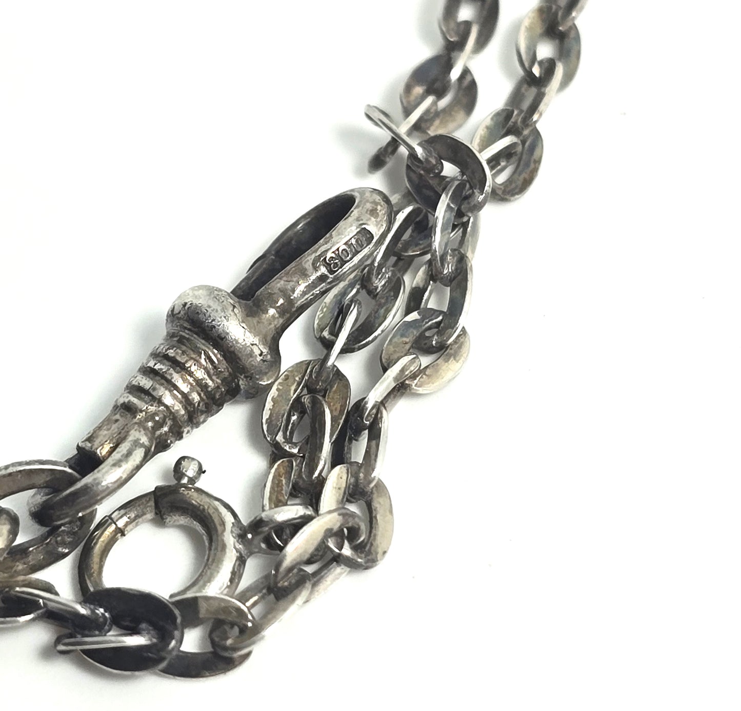Victorian antique 800 sterling silver custom watch fob chain 28.5 inches