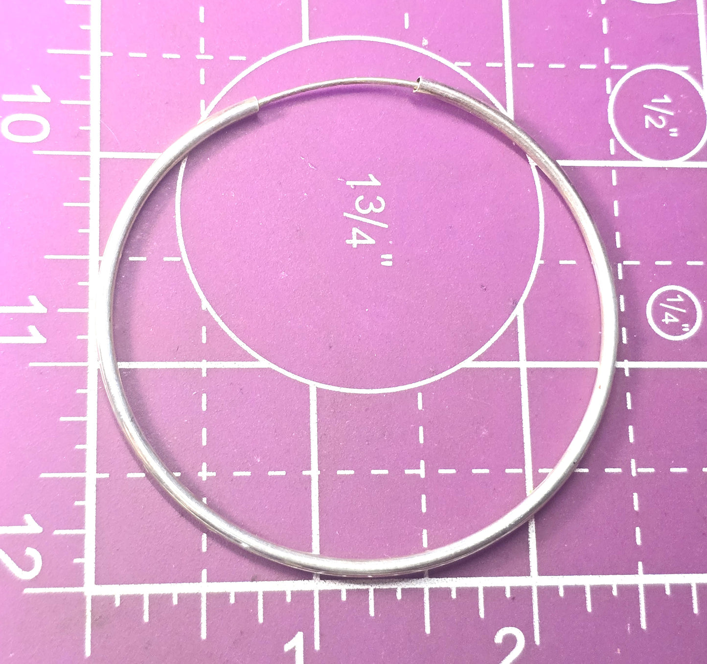 Mexican Large Thin silver internal threaded vintage 2.5 inch retro hoop earrings