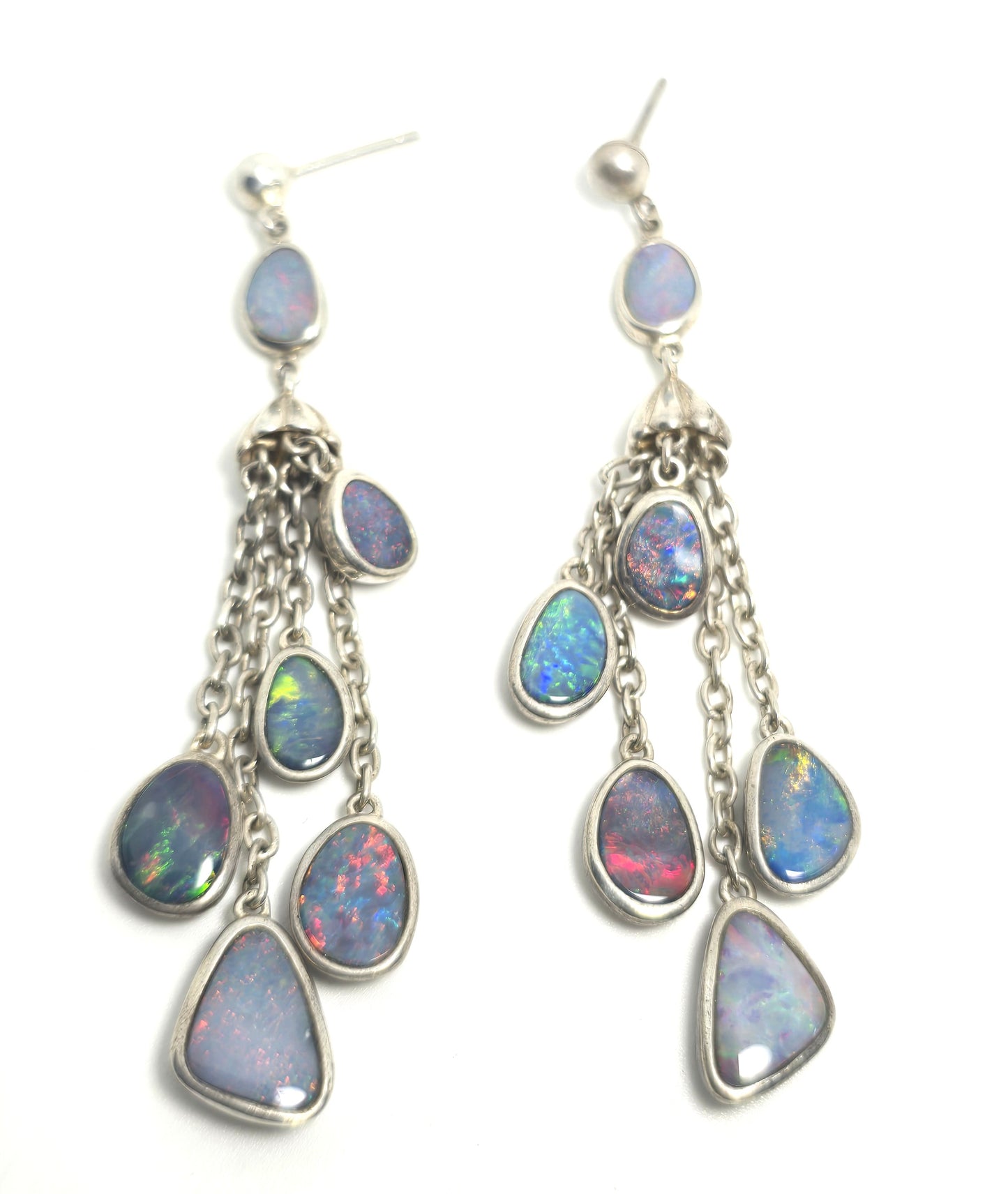 Whitney Kelly WK Blue opal triplet long drop sterling silver earrings