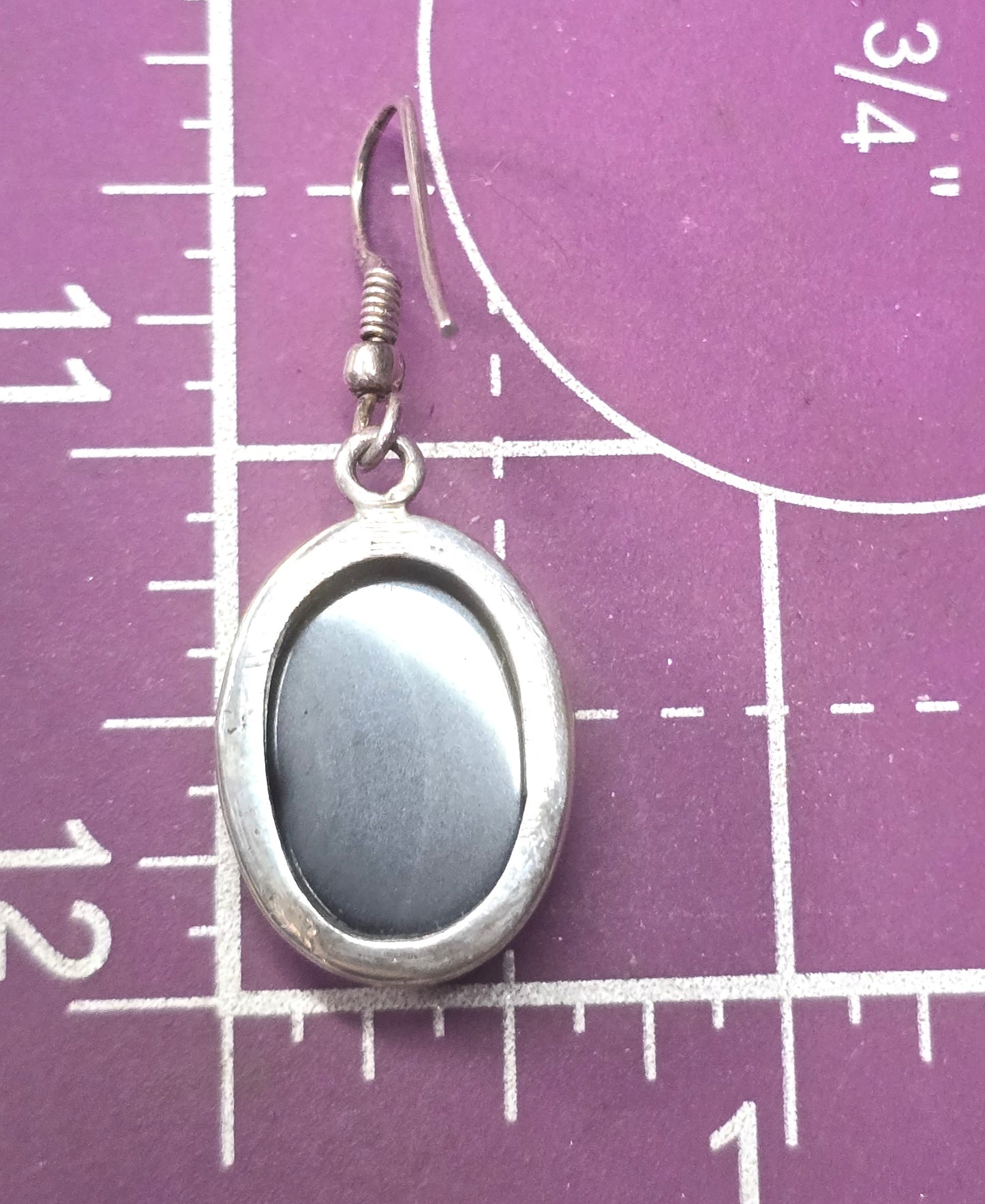 Black onyx large Oval retro vintage thick drop sterling silver modernist earrings D