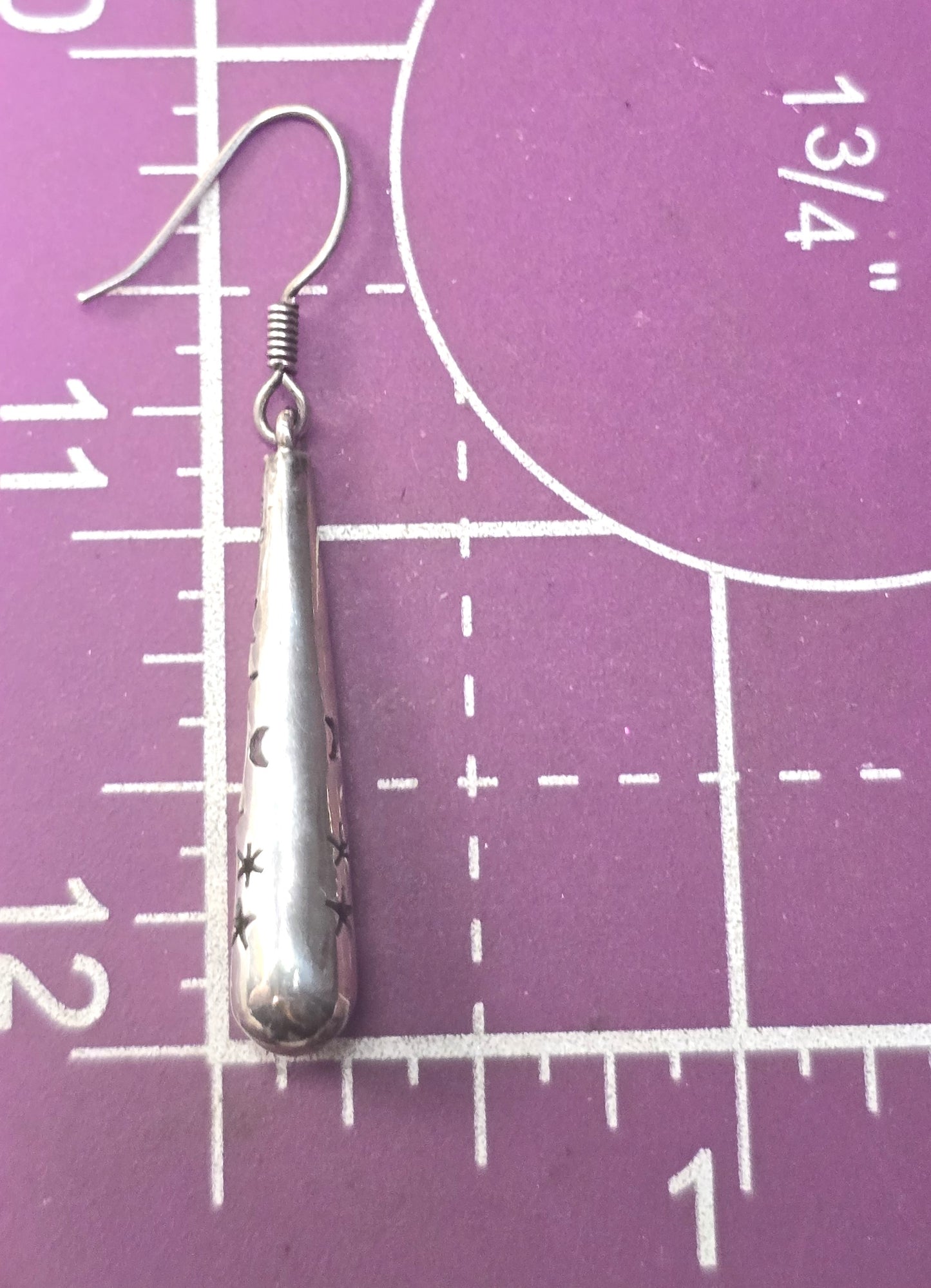 Crescent moon star celestial cone Mexico Taxco sterling silver vintage earrings