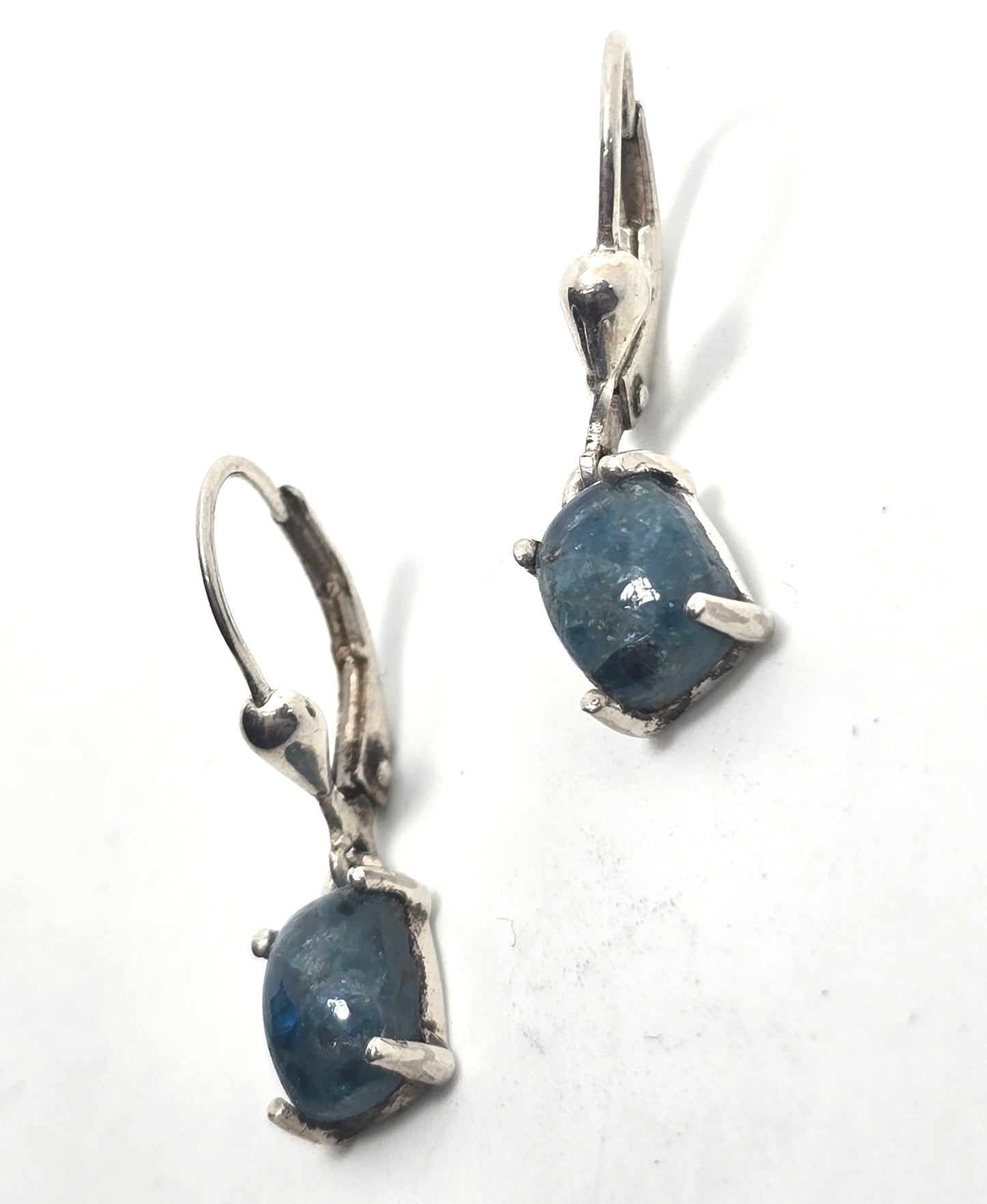 Blue apatite 3.15ct gemstone sterling silver D'Joy lever back earrings
