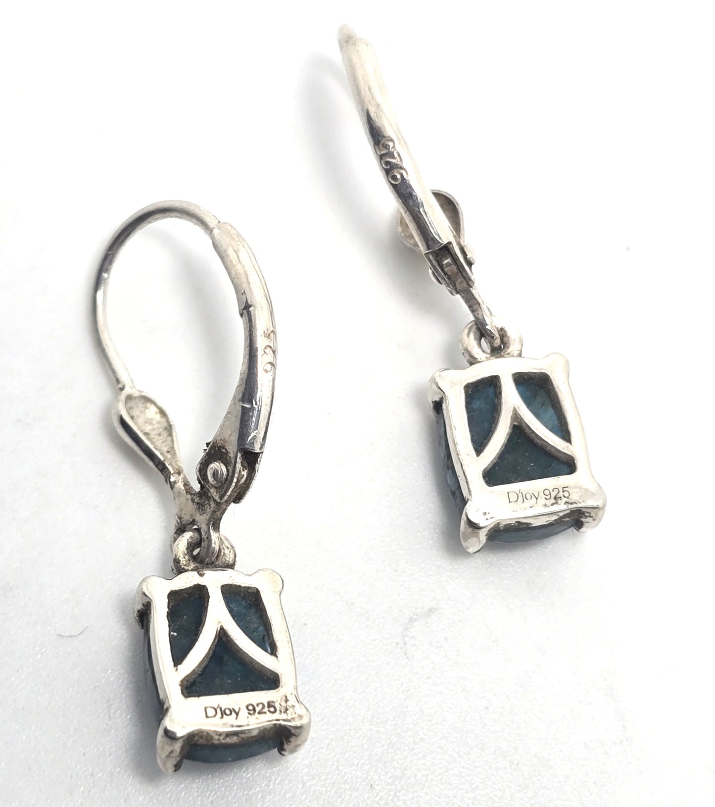 Blue apatite 3.15ct gemstone sterling silver D'Joy lever back earrings