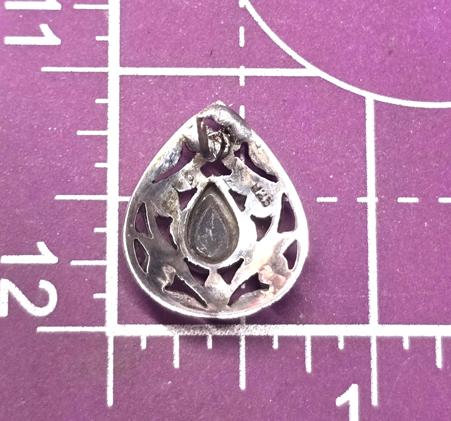 Black Onyx open work swirl sterling silver tear drop vintage stud earrings