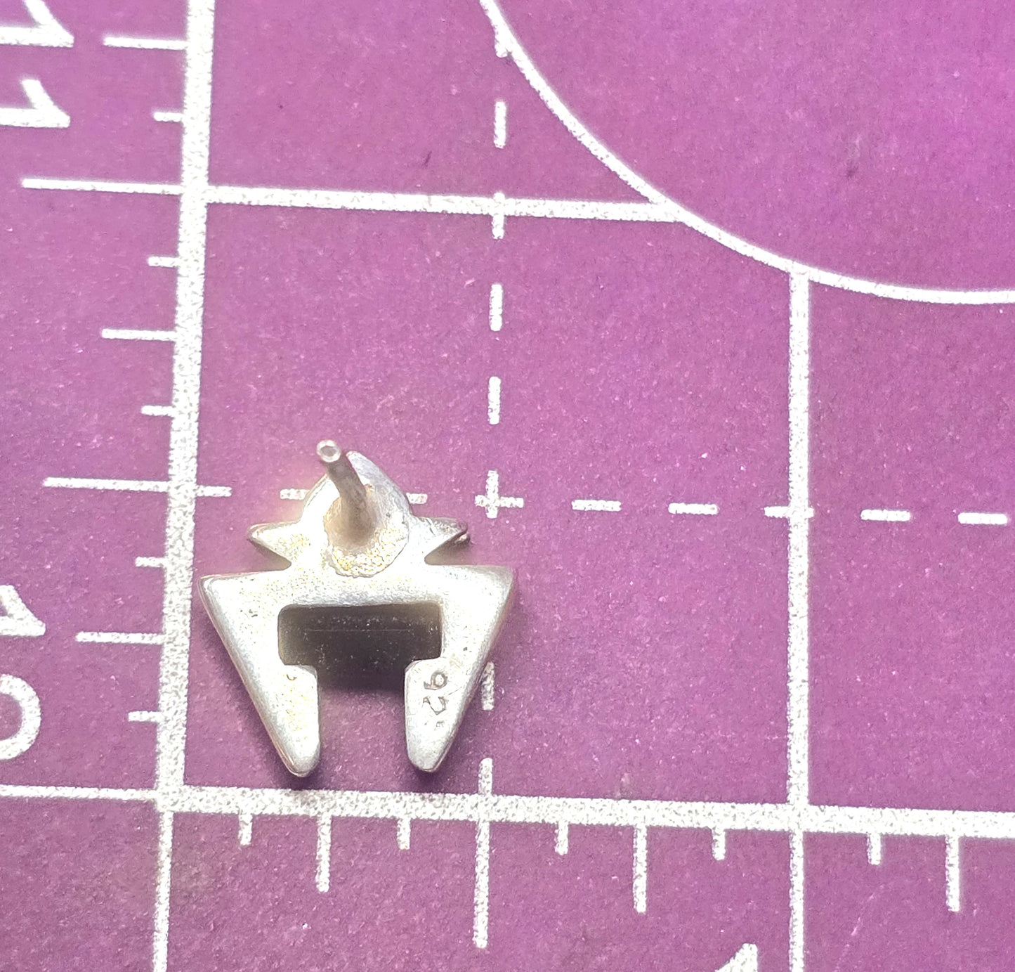 Modernist black gemstone sterling silver vintage tribal stud earrings