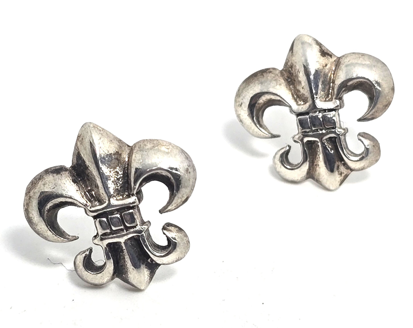 Fleur de Lis French Creole Mardi Gras sterling silver vintage stud earrings