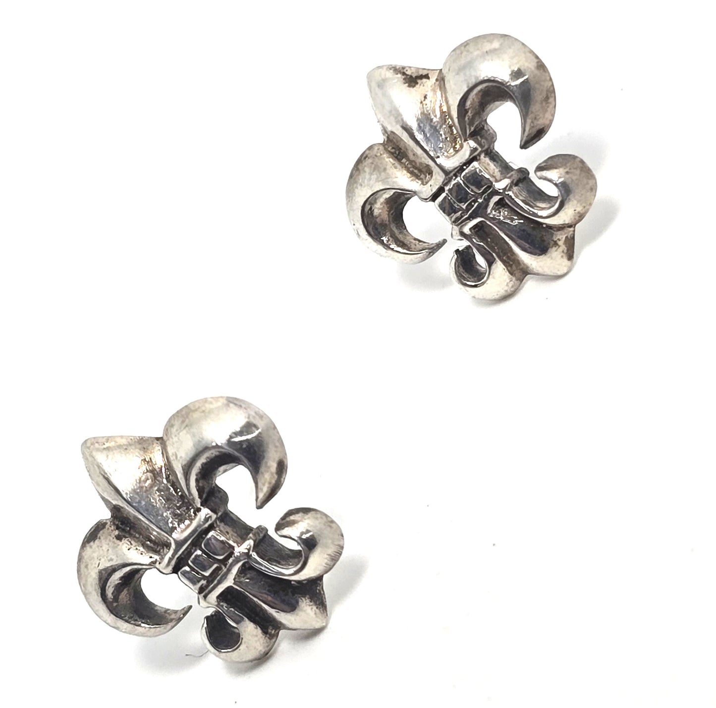 Fleur de Lis French Creole Mardi Gras sterling silver vintage stud earrings