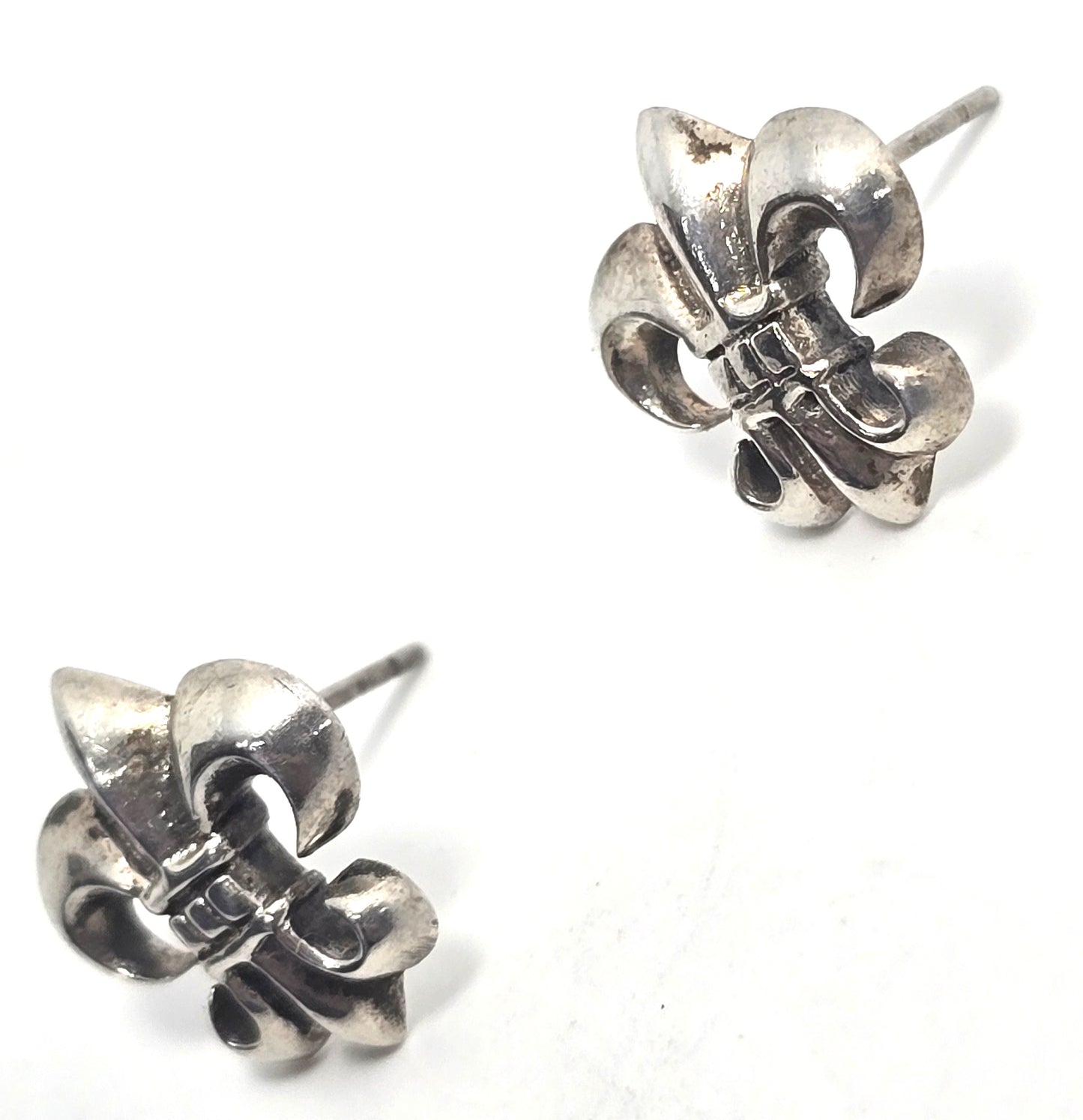 Fleur de Lis French Creole Mardi Gras sterling silver vintage stud earrings