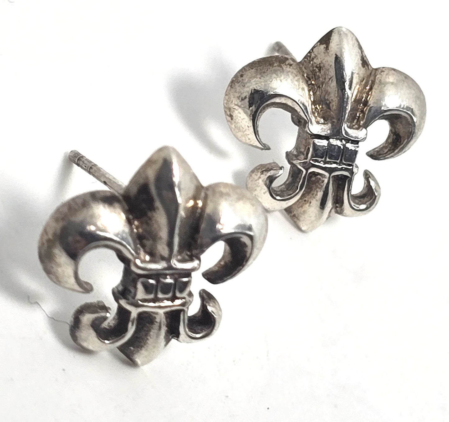 Fleur de Lis French Creole Mardi Gras sterling silver vintage stud earrings