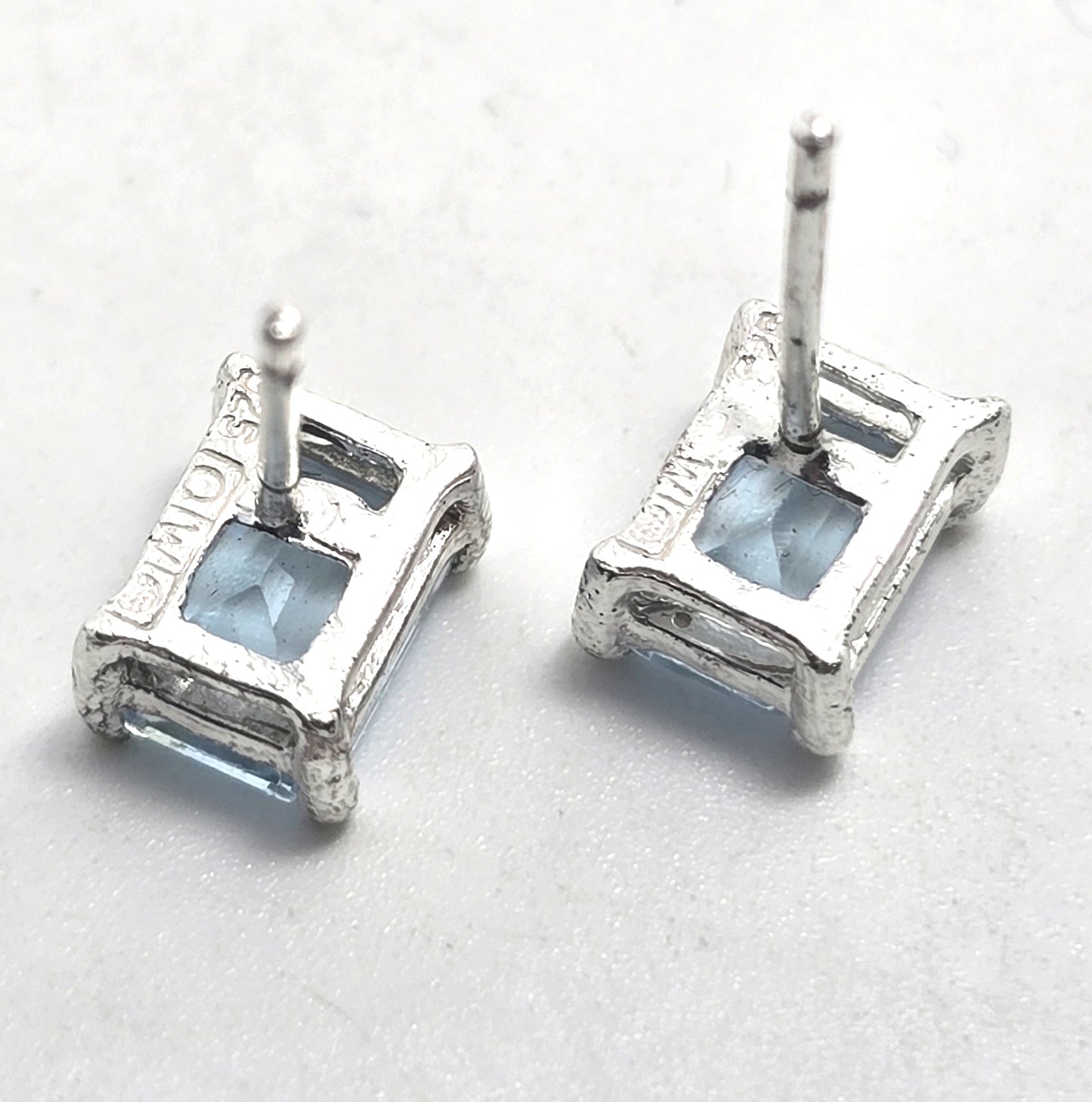 Blue Topaz 1.4 Ct sterling silver emerald cut stud earrings