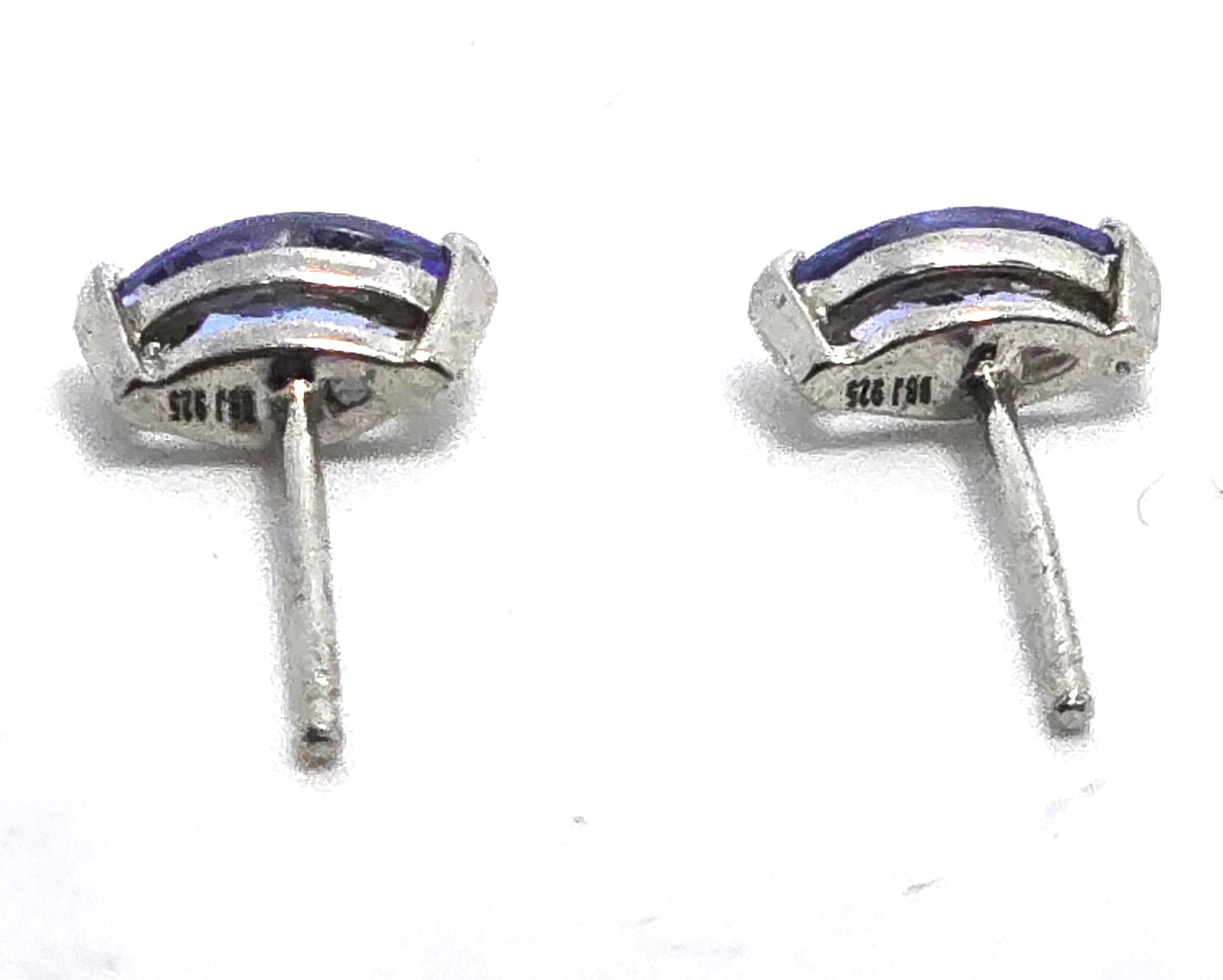 Tanzanite petite marquis cut prong set sterling silver BBJ stud earrings