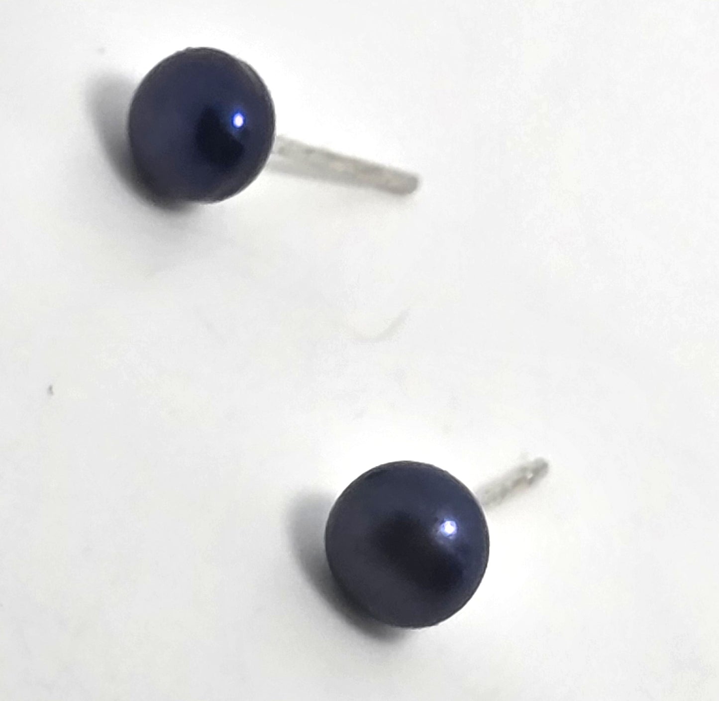 Blue pearl FAS 5.75mm signed sterling silver stud earrings