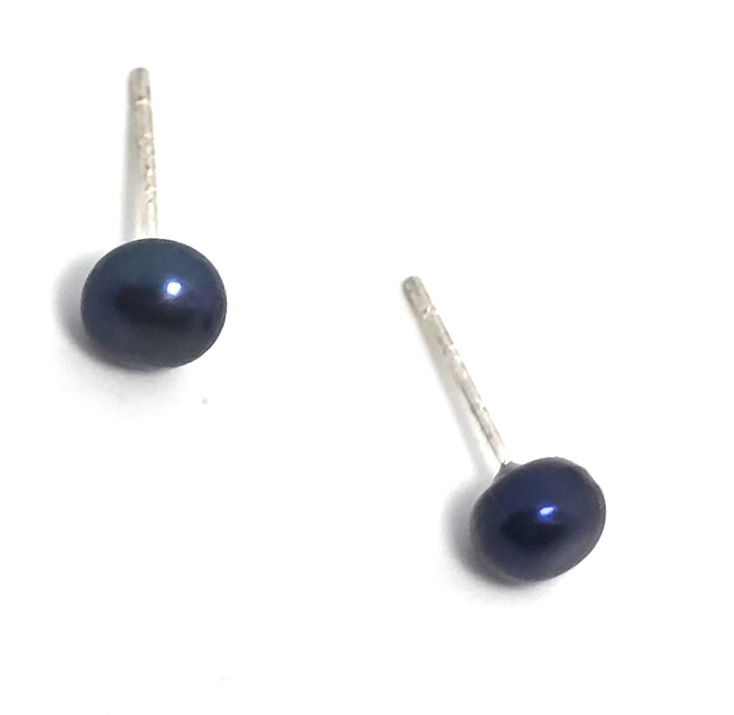 Blue pearl FAS 5.75mm signed sterling silver stud earrings