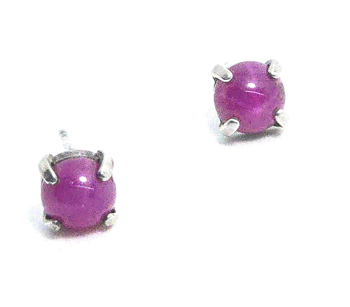 Star Ruby natural gemstone sterling silver vintage stud earrings