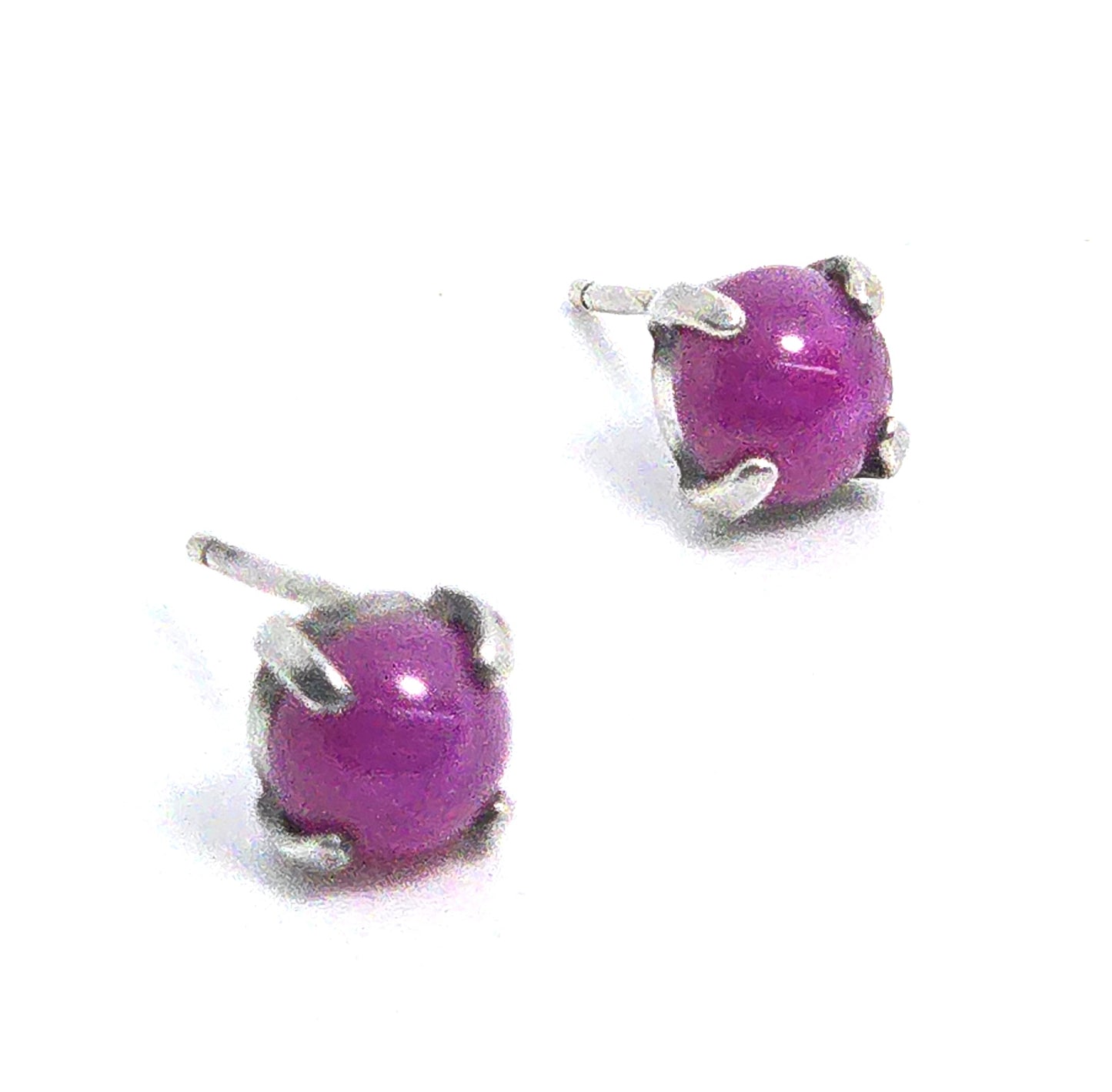Star Ruby natural gemstone sterling silver vintage stud earrings