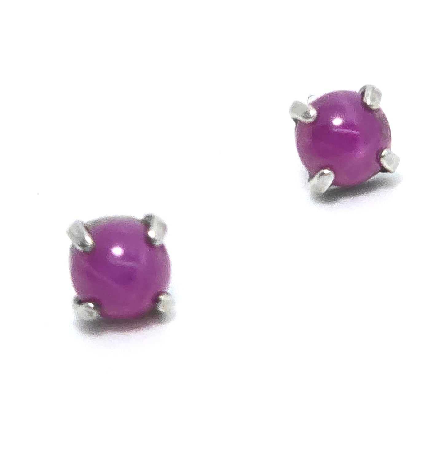 Star Ruby natural gemstone sterling silver vintage stud earrings