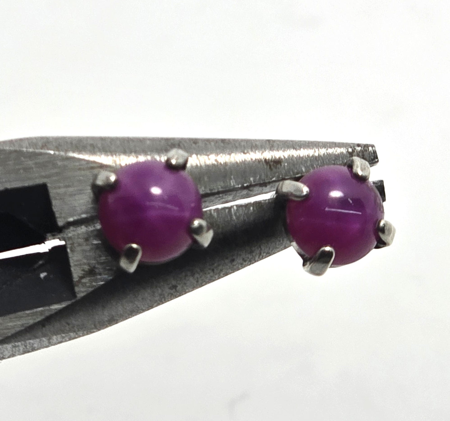Star Ruby natural gemstone sterling silver vintage stud earrings