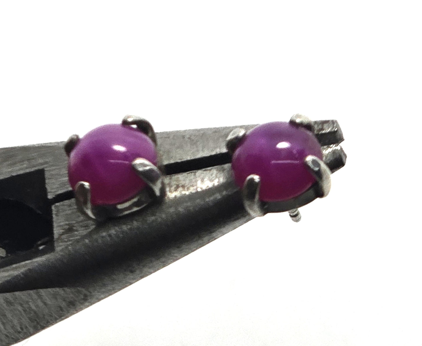 Star Ruby natural gemstone sterling silver vintage stud earrings