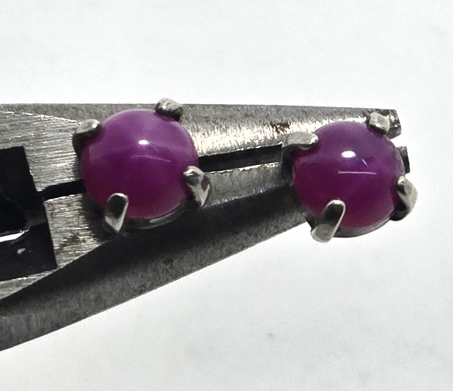 Star Ruby natural gemstone sterling silver vintage stud earrings