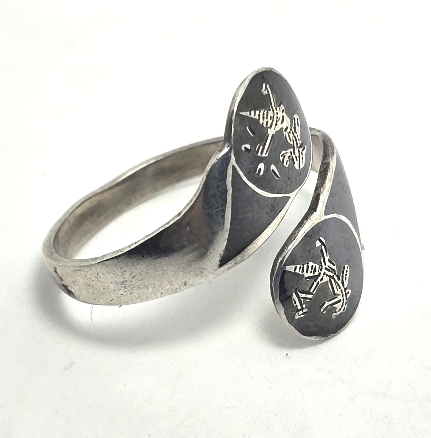 Siam Maleka and Ramasoon dancing sterling silver torsade vintage wrap ring