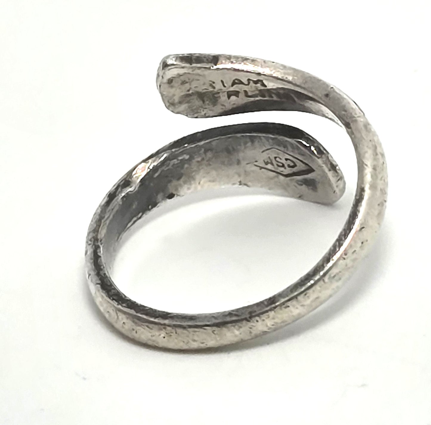 Siam Maleka & Ramasoon dancing sterling silver torsade vintage wrap ring damaged