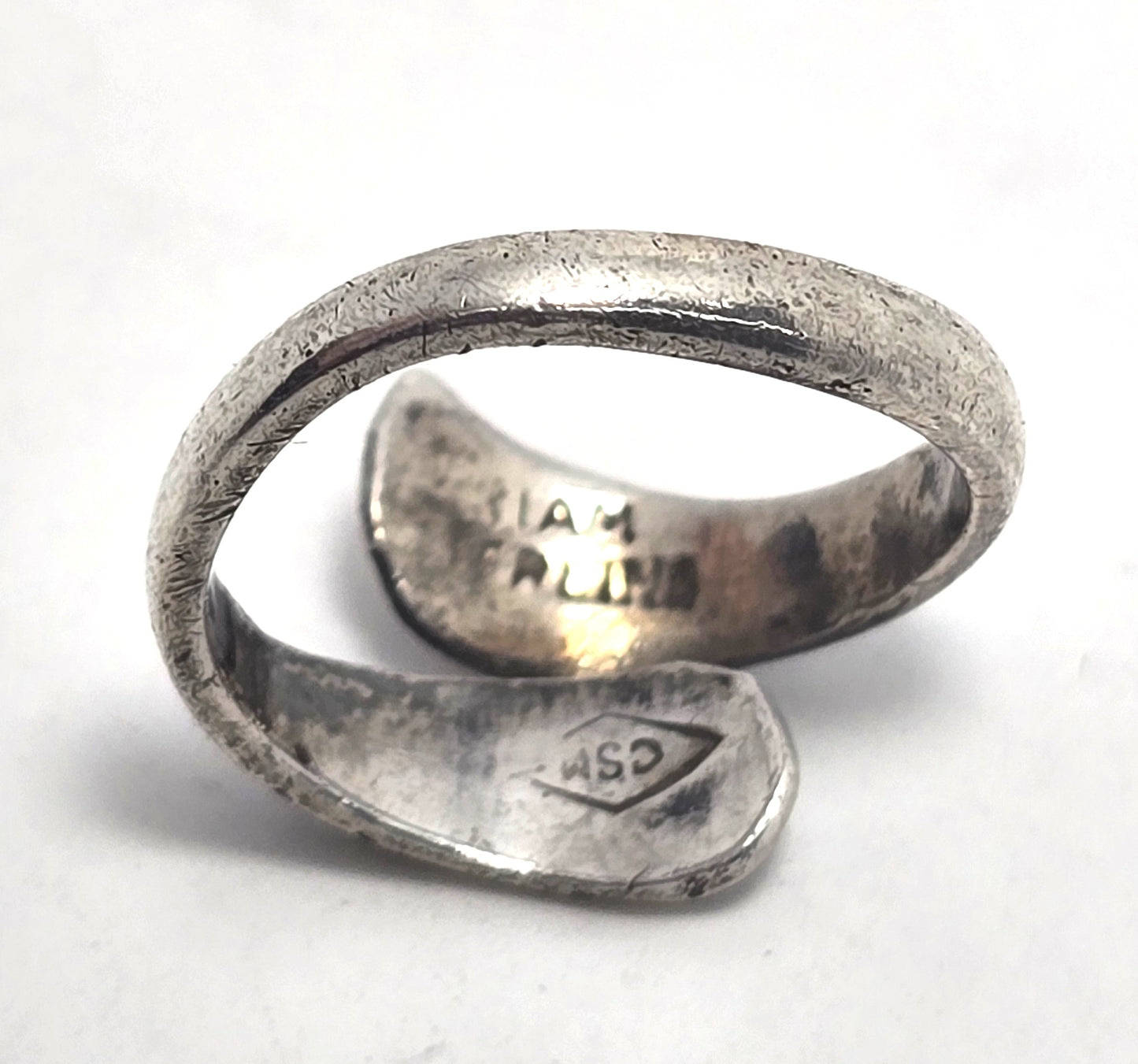 Siam Maleka & Ramasoon dancing sterling silver torsade vintage wrap ring damaged