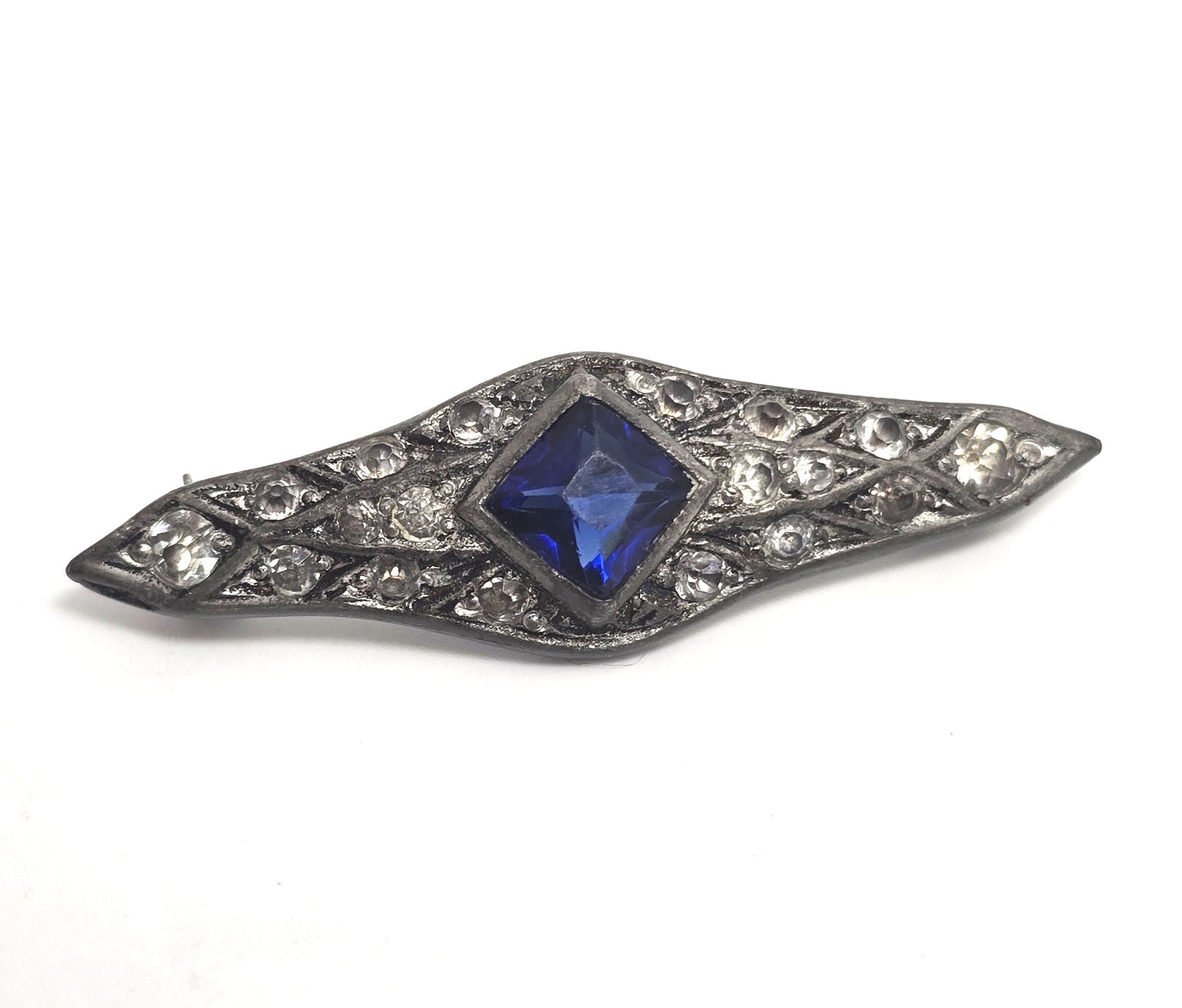 FISHEL, NESSLER & Co FNCO Antique Art Deco blue paste antique bar pin brooch