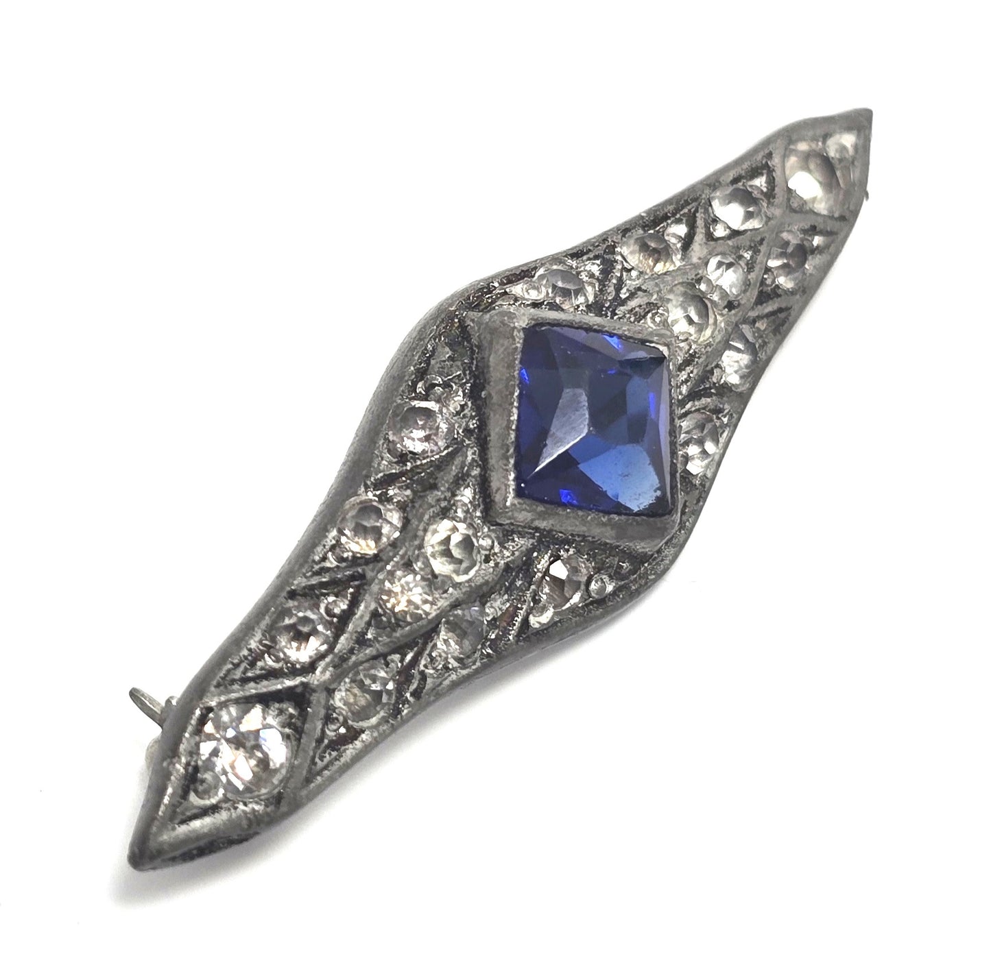 FISHEL, NESSLER & Co FNCO Antique Art Deco blue paste antique bar pin brooch
