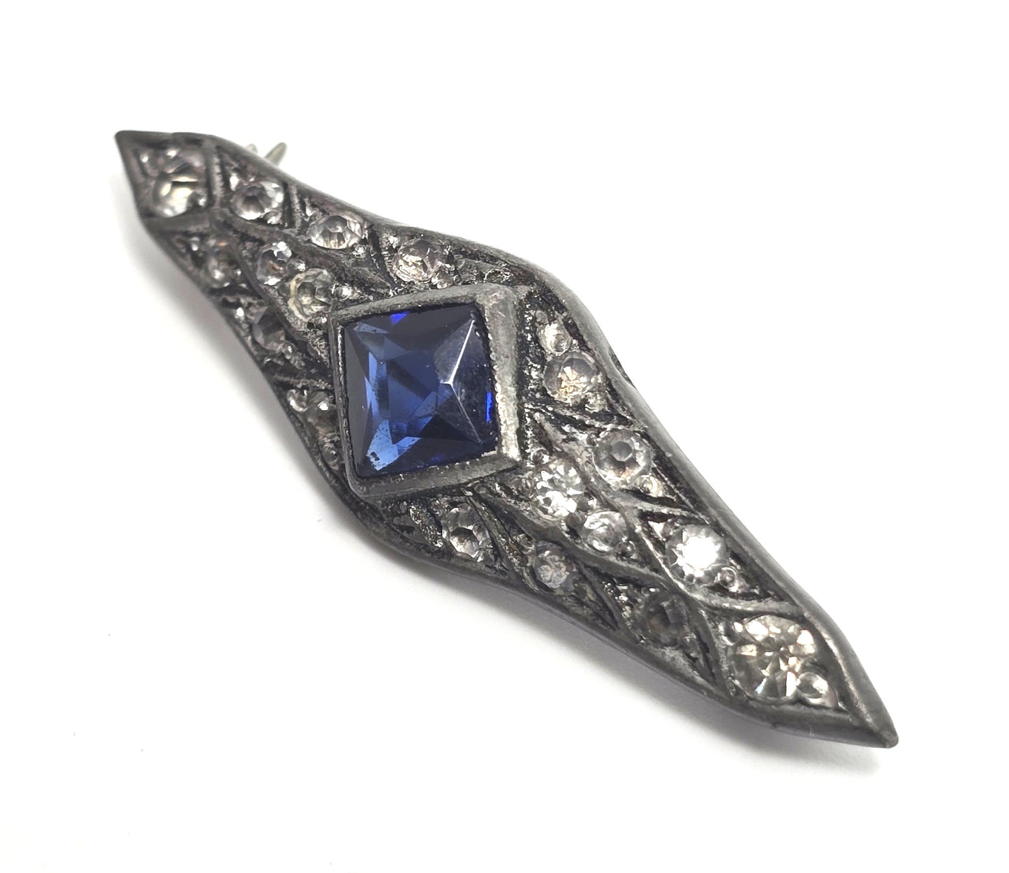 FISHEL, NESSLER & Co FNCO Antique Art Deco blue paste antique bar pin brooch