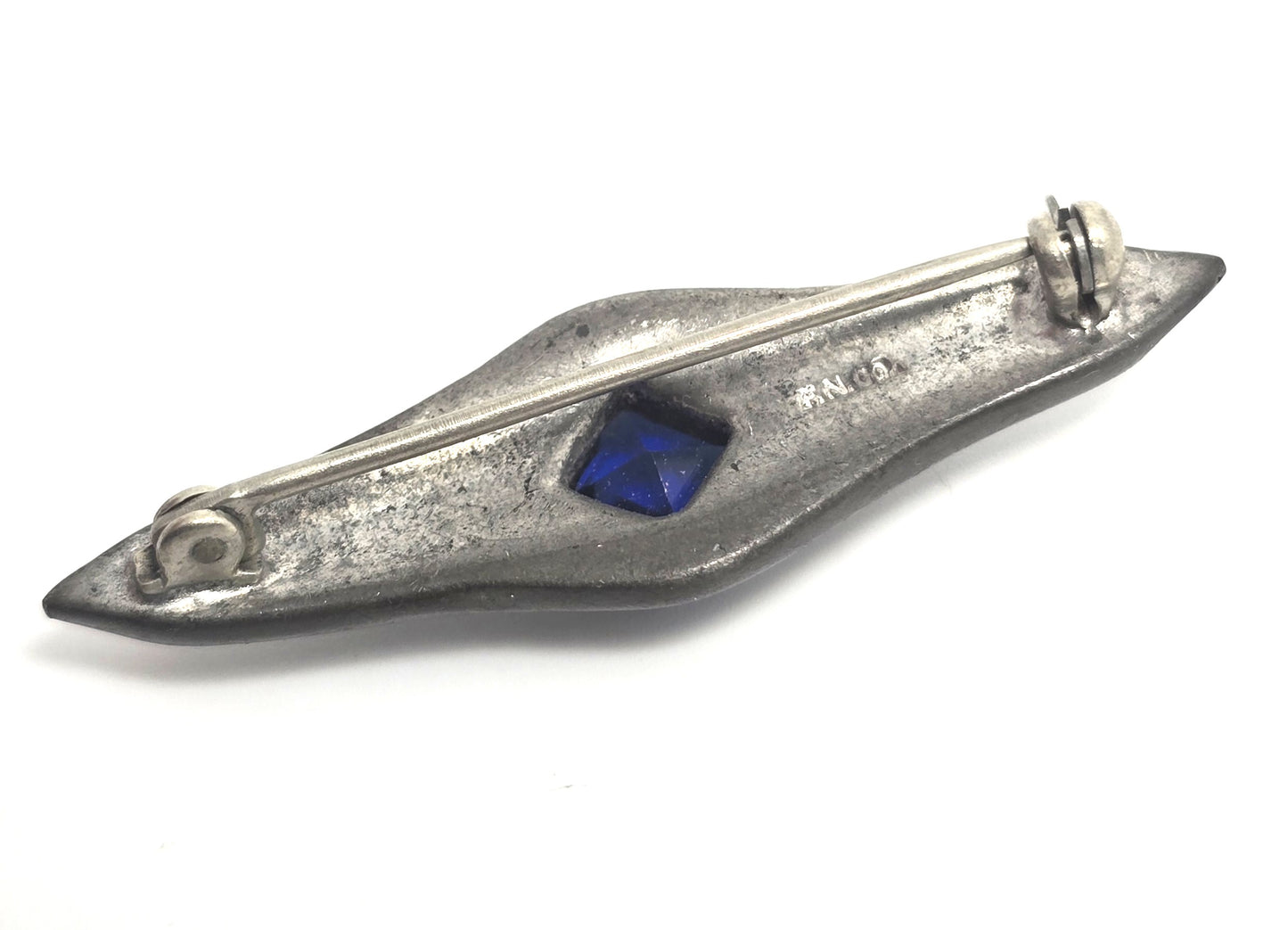 FISHEL, NESSLER & Co FNCO Antique Art Deco blue paste antique bar pin brooch