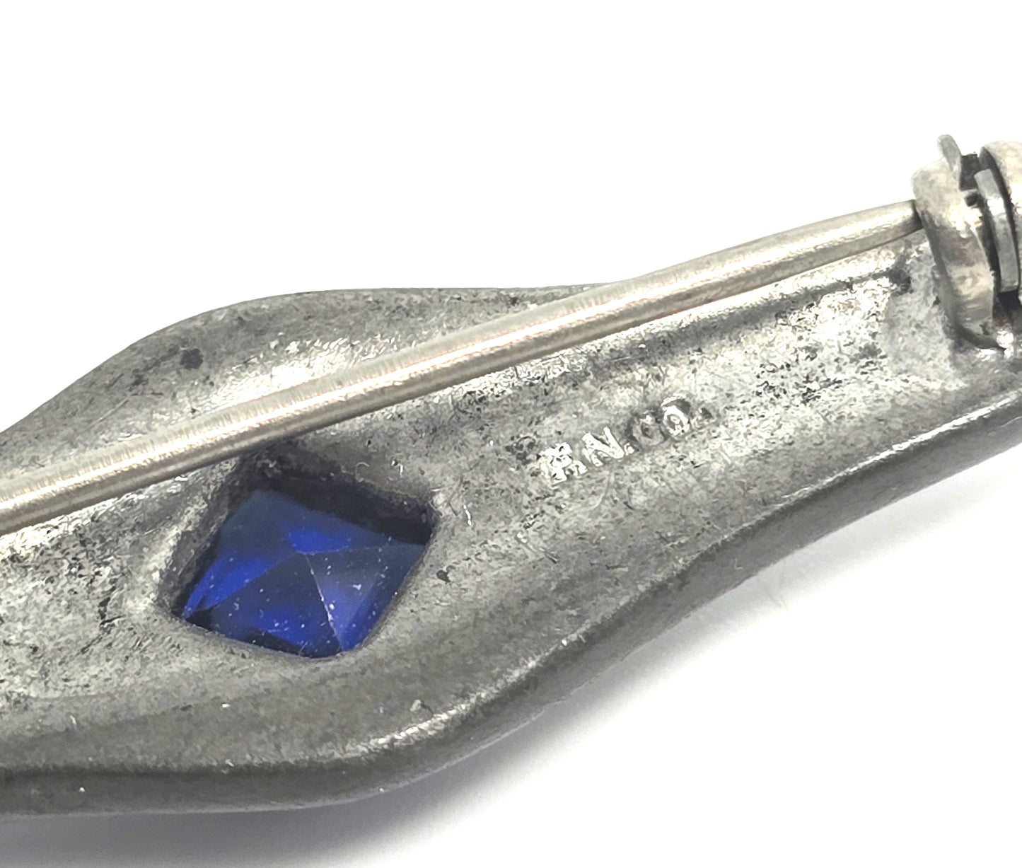 FISHEL, NESSLER & Co FNCO Antique Art Deco blue paste antique bar pin brooch