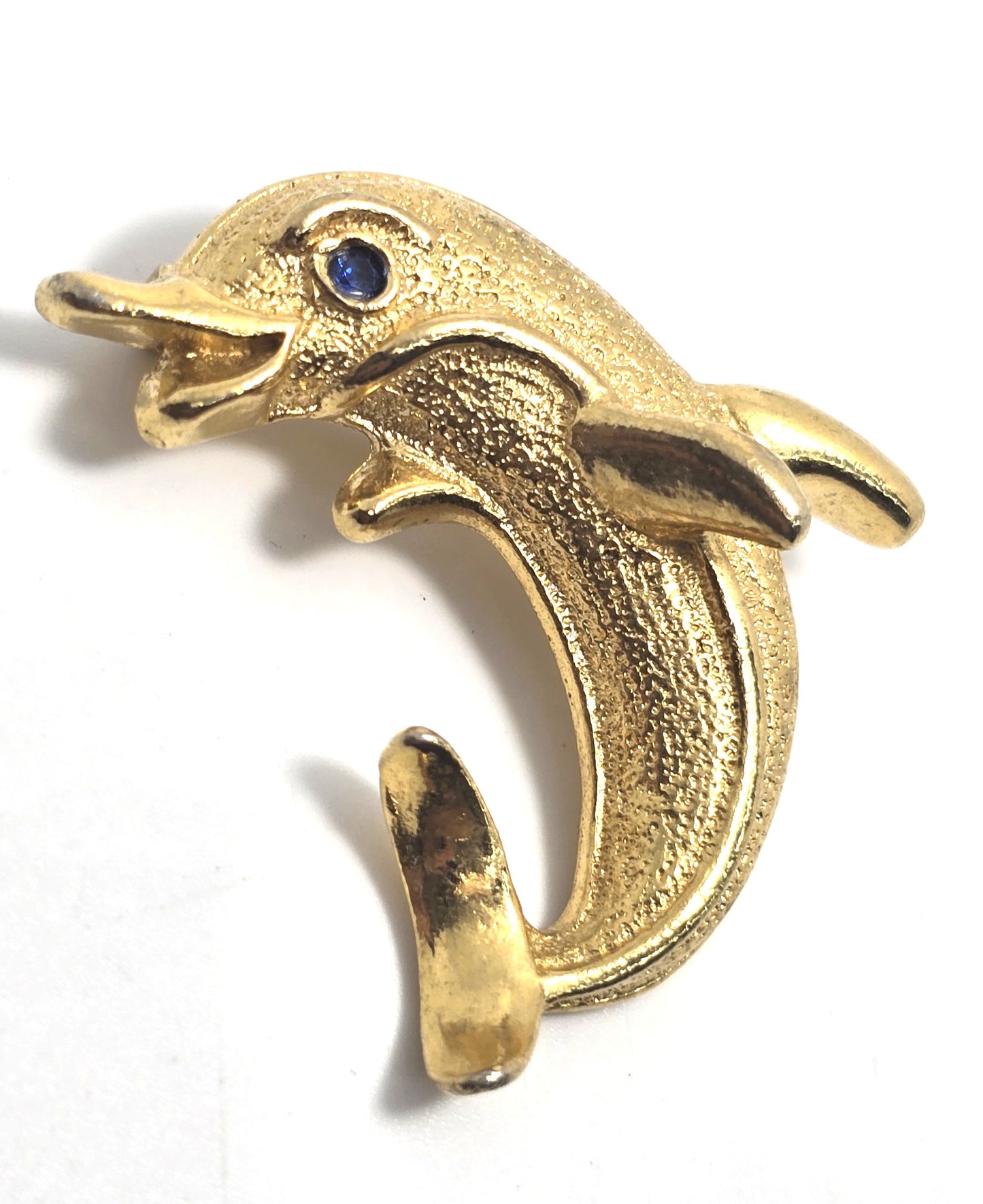 Gerry's Dolphin blue rhinestone gold toned vintage signed brooch