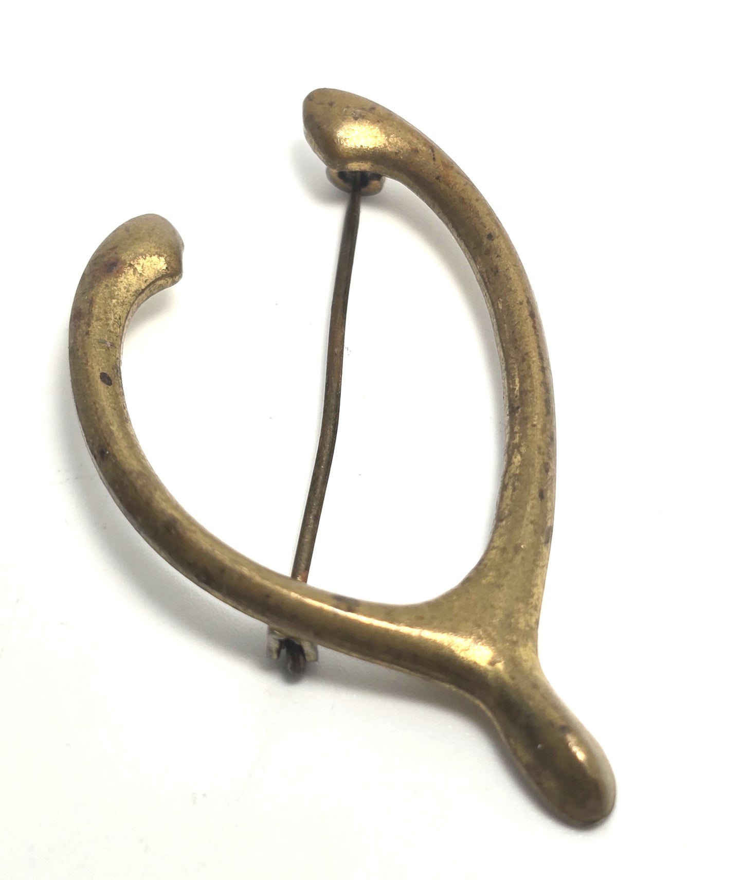 Victorian Antique lucky wishbone C clasp brooch pin