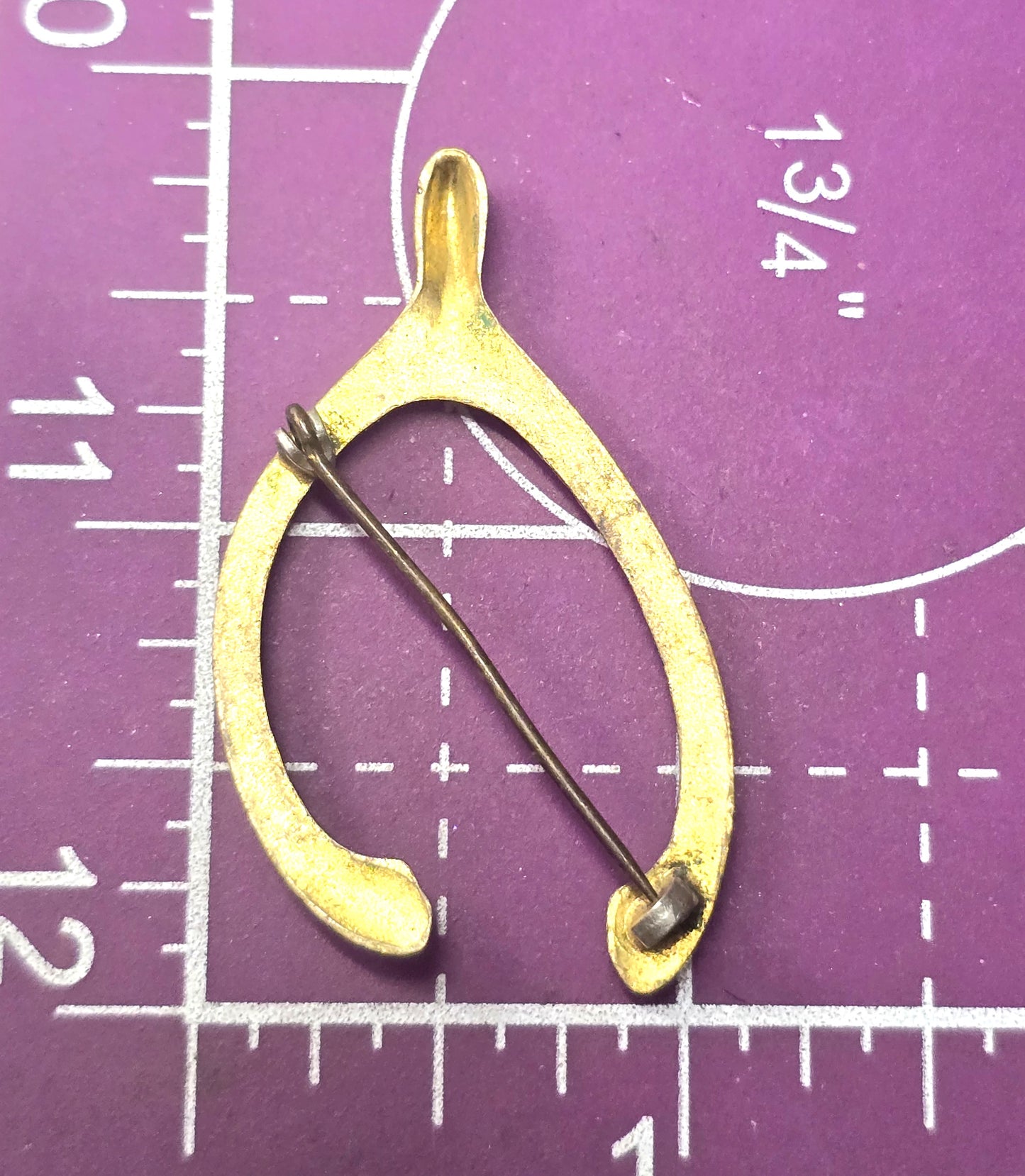Victorian Antique lucky wishbone C clasp brooch pin
