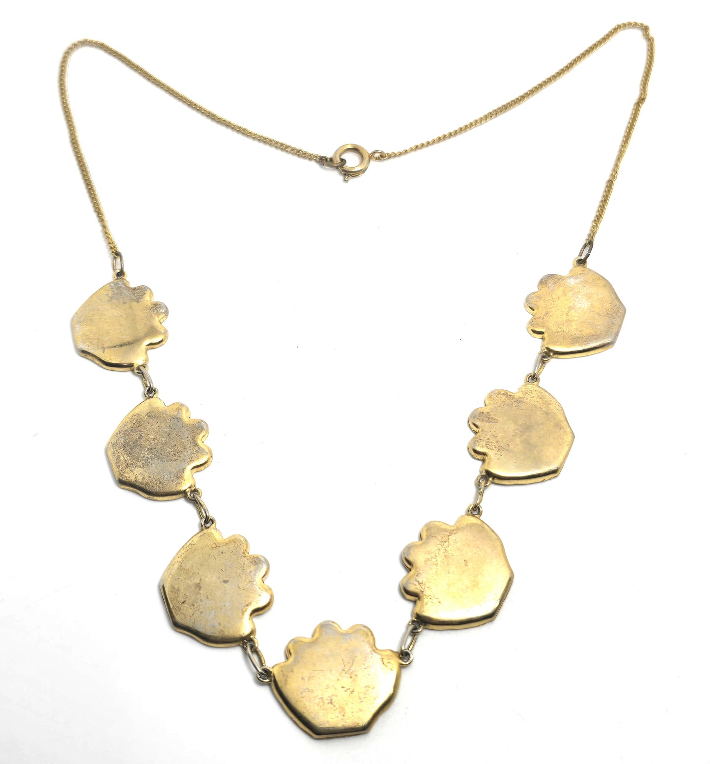 Japanese Damascene etched gold filled vintage necklace earrings Amita jewelry set