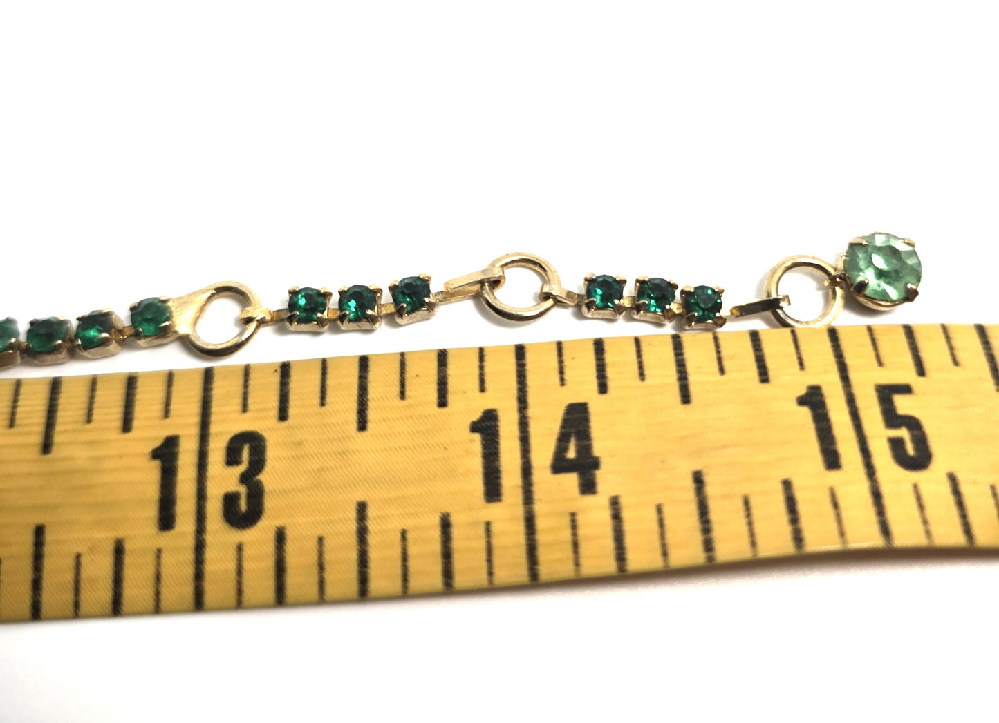 Continental Deep green and Uranium Glass rhinestone vintage m d century Necklace