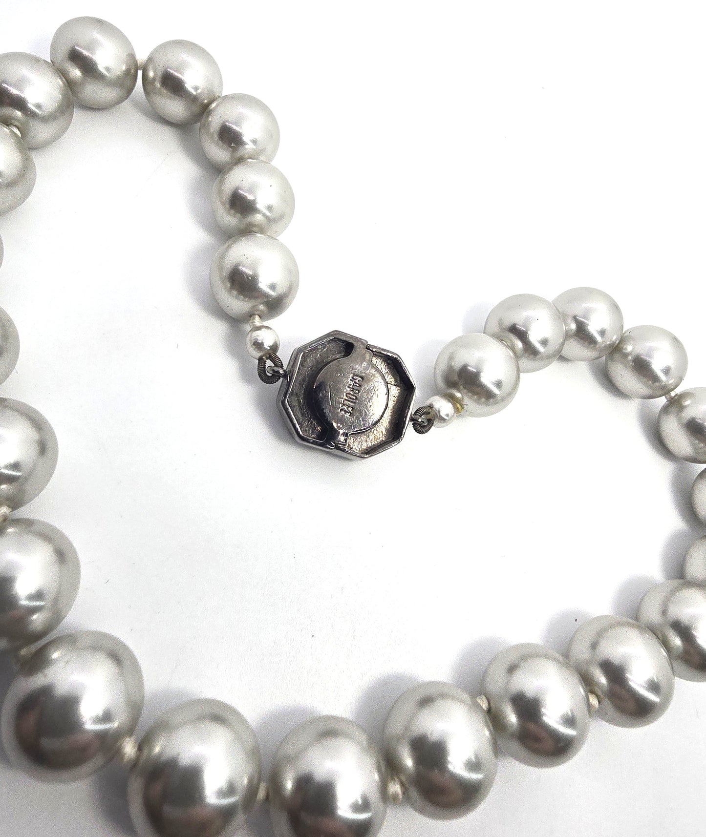 Carolee large cultured silver white large cultured pearl rhinestone necklace