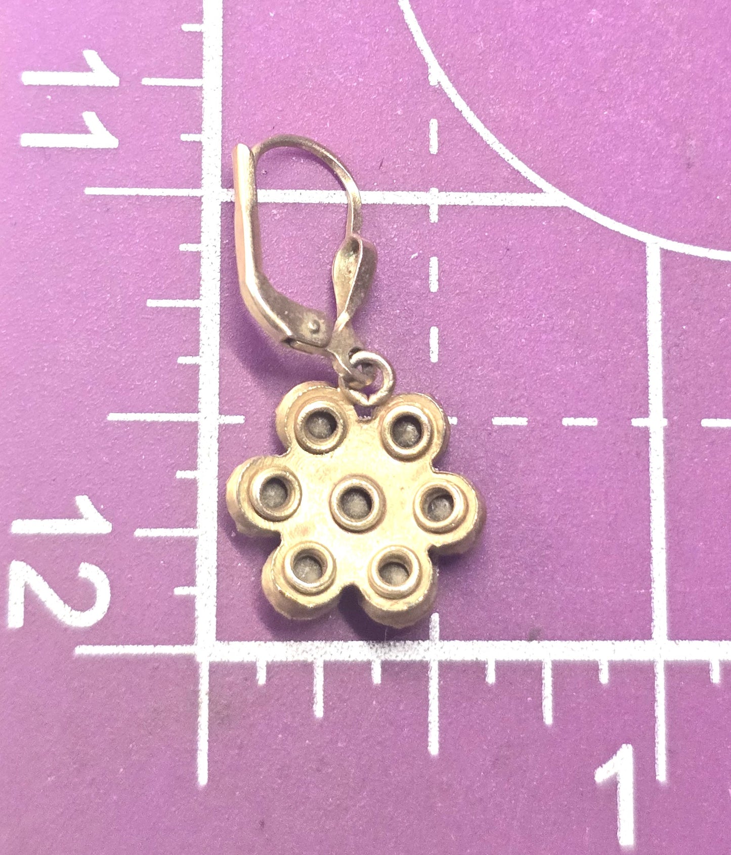 Aqua blue vintage rhinestone flower lever back earrings mid century